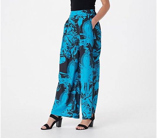 Truth + Style Regular Printed Crepe Pull-On Palazzo Pants