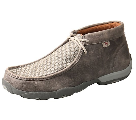 Twisted X Men's Woven Grey Leather Chukka Driving Moccasins