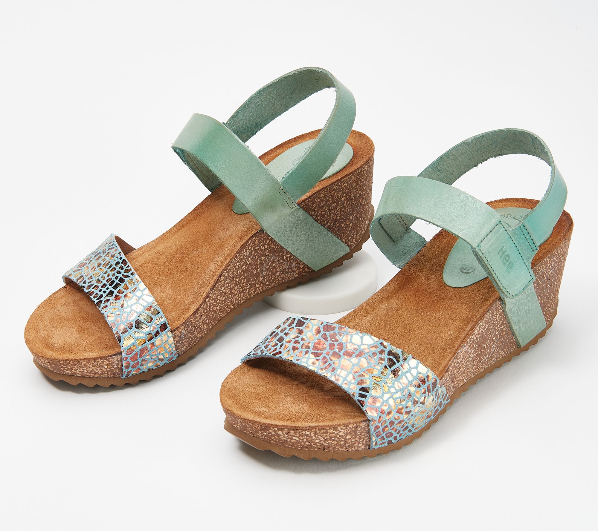 Hee Leather Adjustable Wedge Sandals - QVC.com