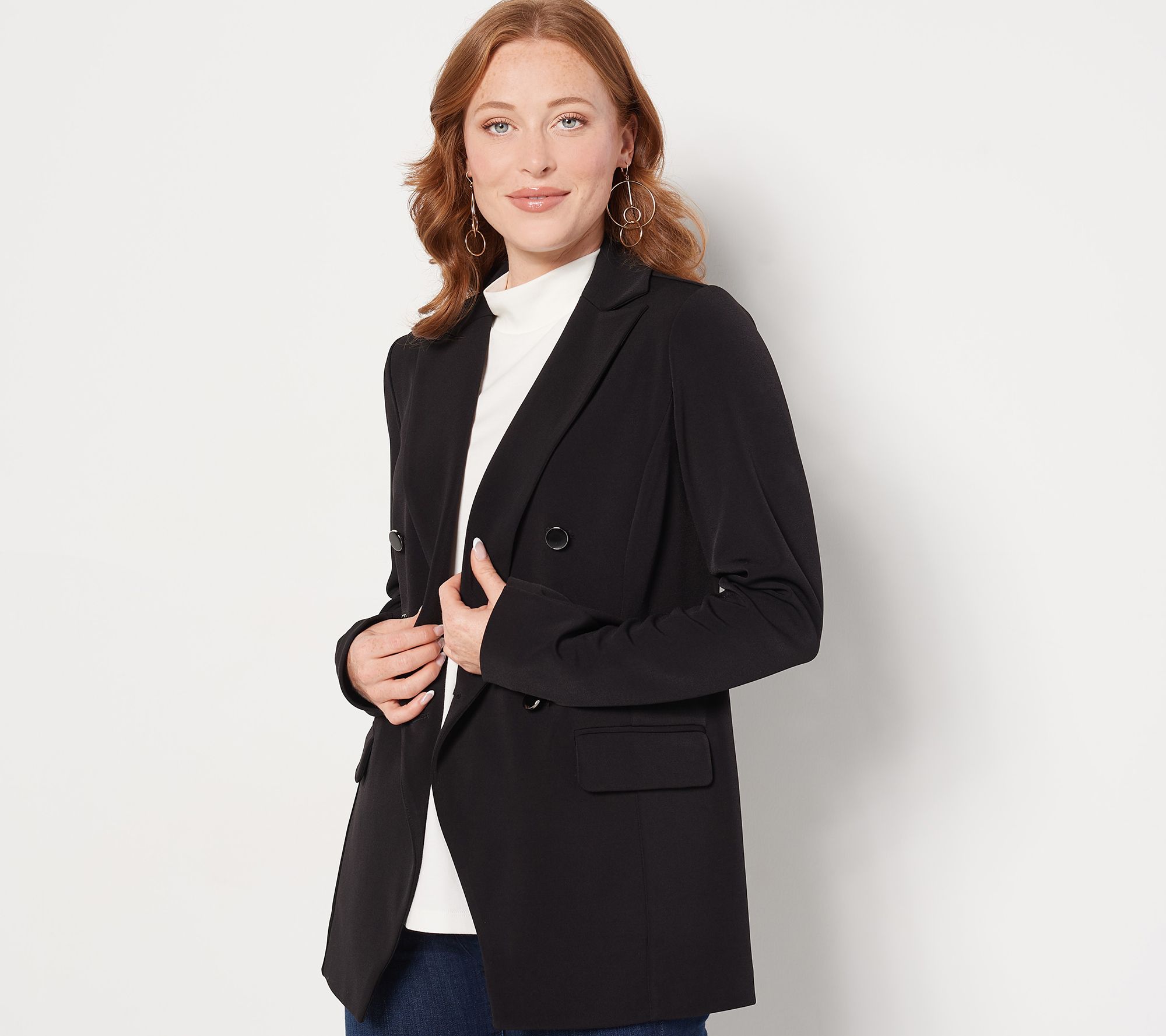 "As Is" GRAVER Susan Graver Pet LK Fusion Double-Breasted Blazer