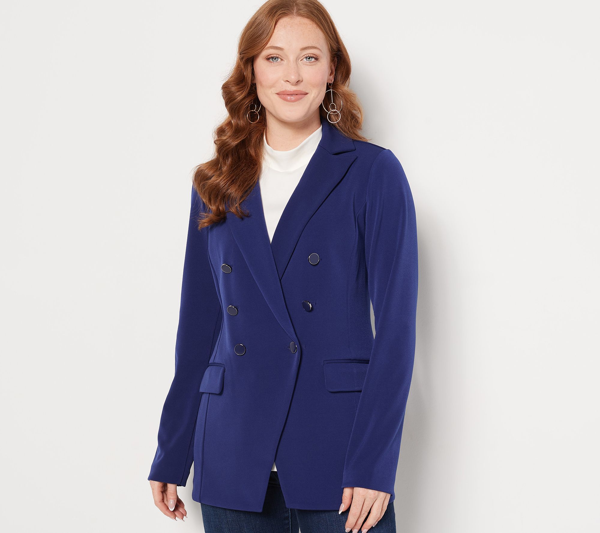 "As Is" GRAVER Susan Graver Pet LK Fusion Double-Breasted Blazer