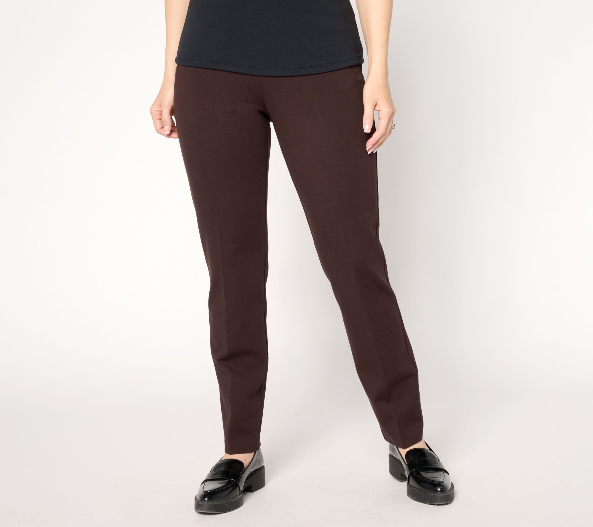 Susan Graver Regular Smart Ponte Knit Slim Leg Pant