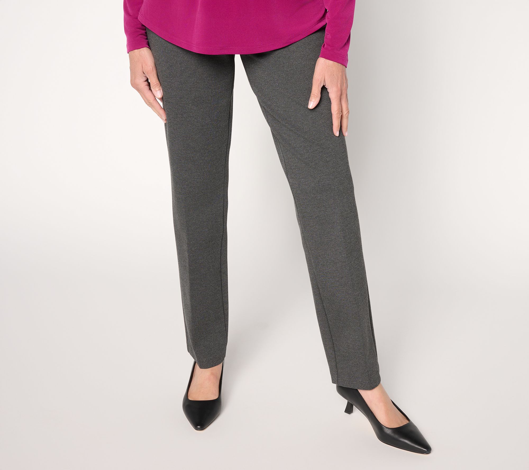 Susan Graver Regular Smart Ponte Knit Slim Leg Pant