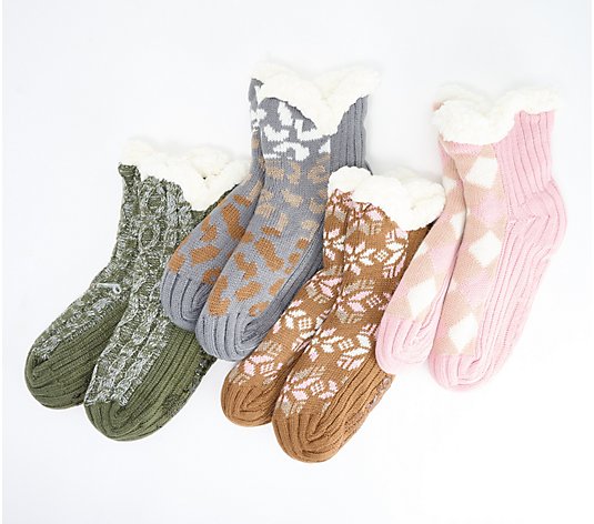 MUK LUKS Women's Aloe Infused Cabin Socks Set of 4