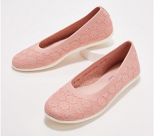 "As Is" Skechers Cleo Sport Metallic Washable Flats- Sparkly Blooms