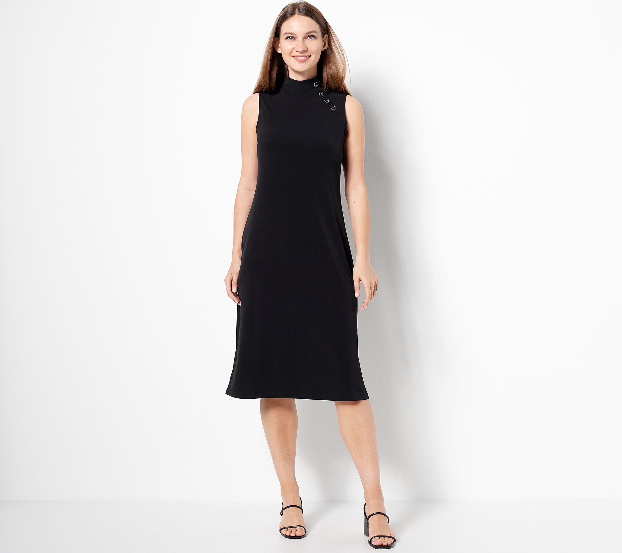 "As Is" Susan Graver Modern Essentials Liquid Knit Mock Neck Dress