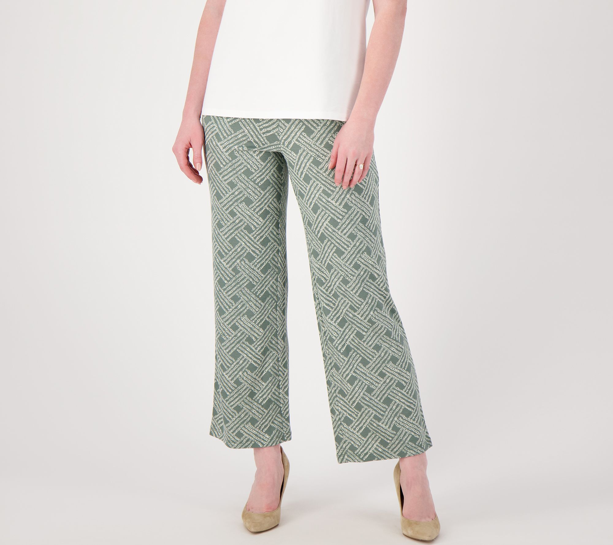 Isaac Mizrahi Live! Tall Silky Ponte Printed Pull-On Patio Pants