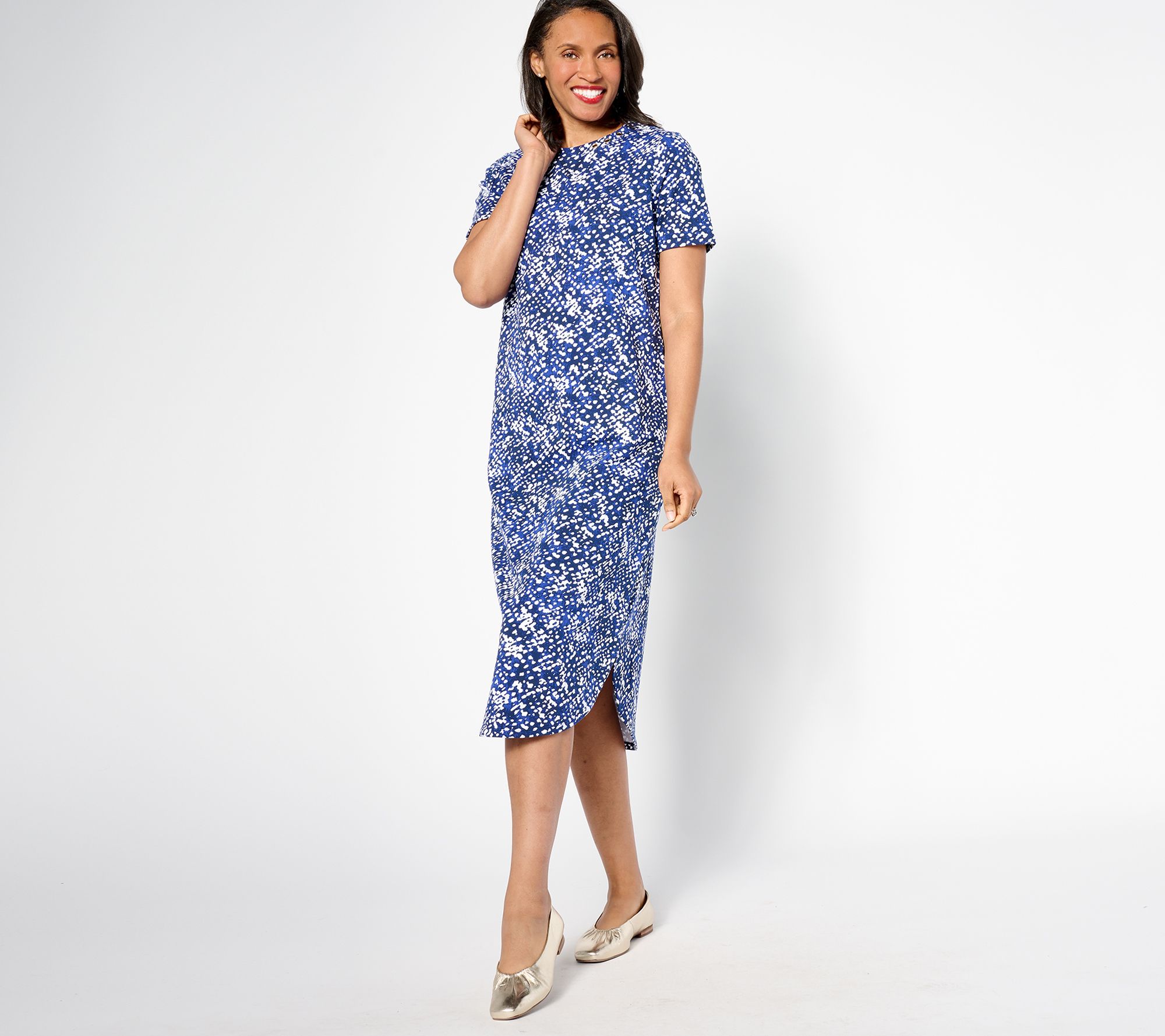 Sport Savvy Petite French Terry Printed Midi T-Shirt Dress