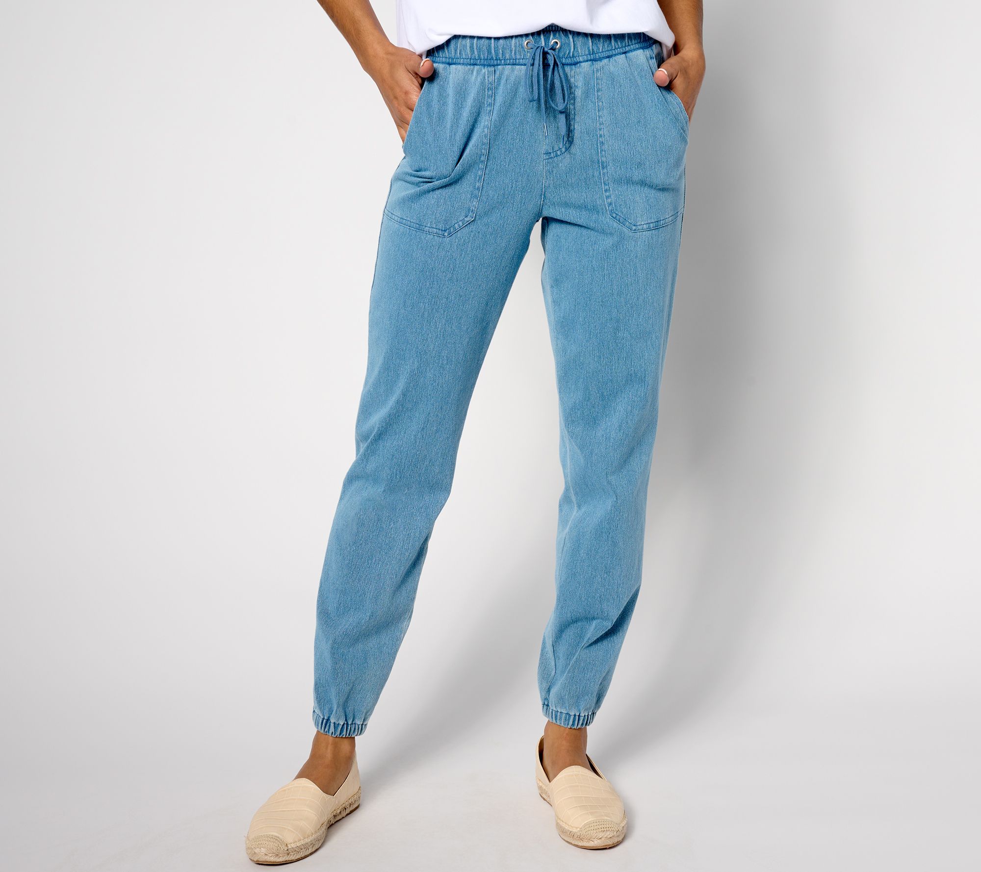 Denim & Co. Comfy Knit Slim Straight Ankle Length Jeans - QVC.com