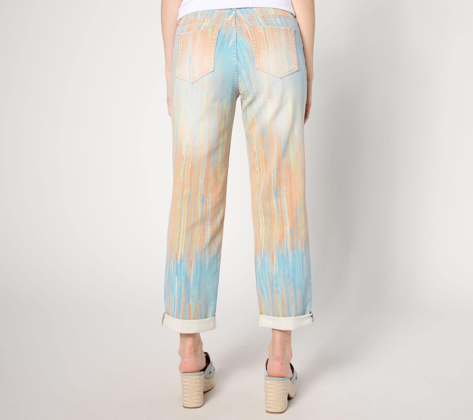 LOGO by Lori Goldstein Petite Printed Boyfriend Jeans - QVC.com