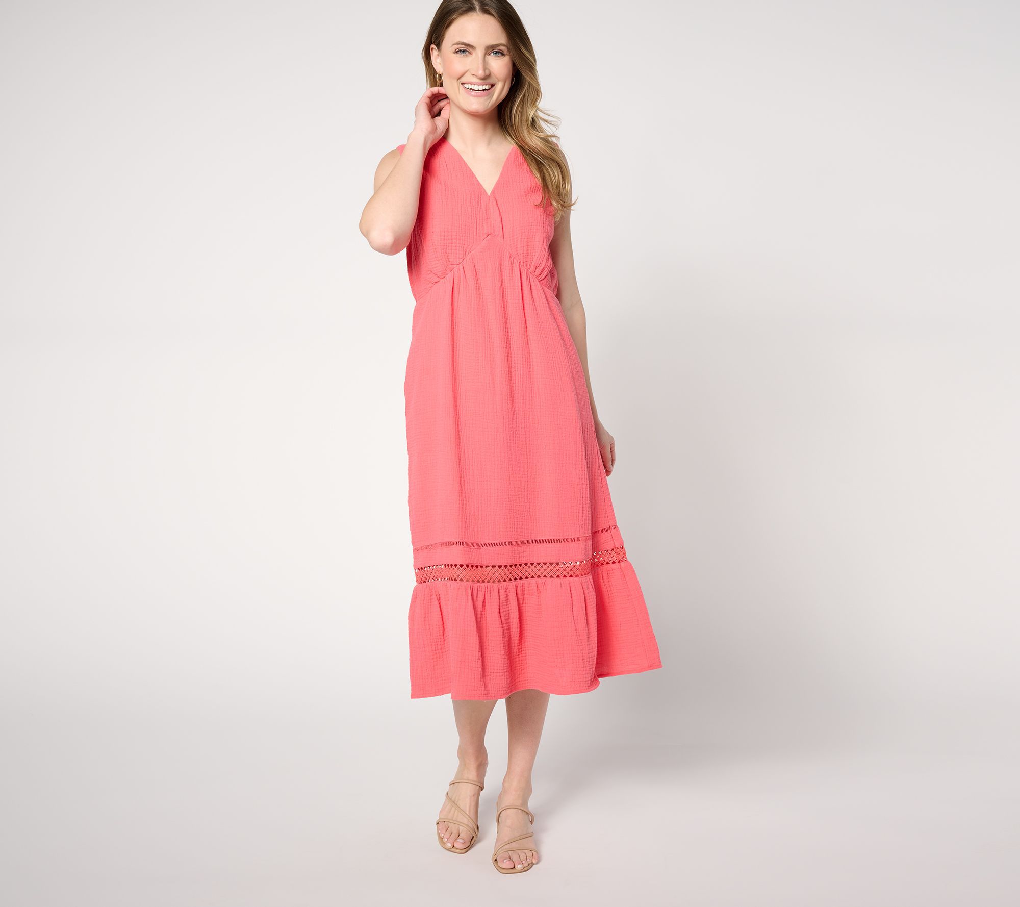 Isaac Mizrahi Live! Petite Bridgehampton Gauze Sleevless Dress
