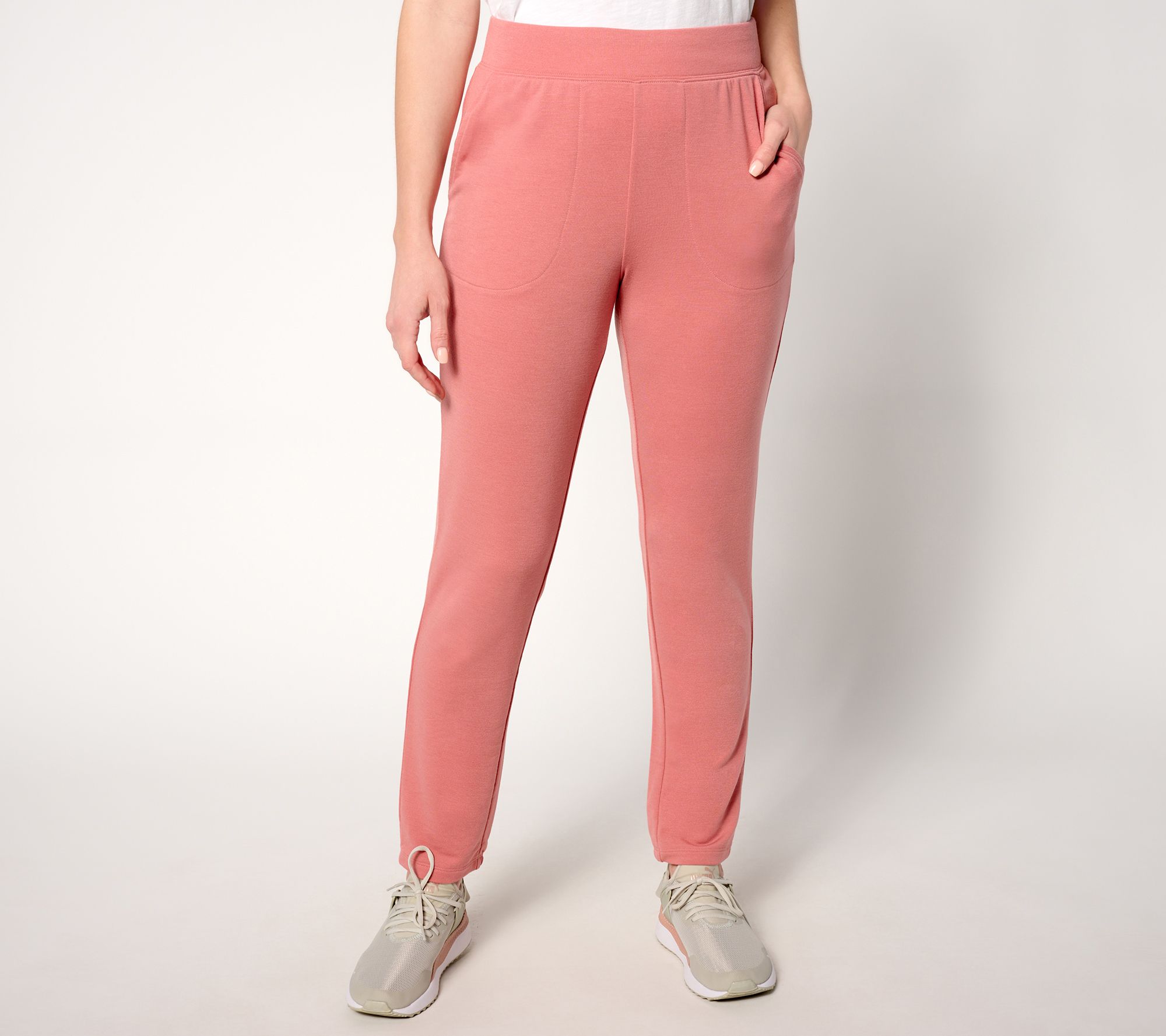 Denim & Co. Active Petite Soft Blend Knit Slim Straight Ankle Pant