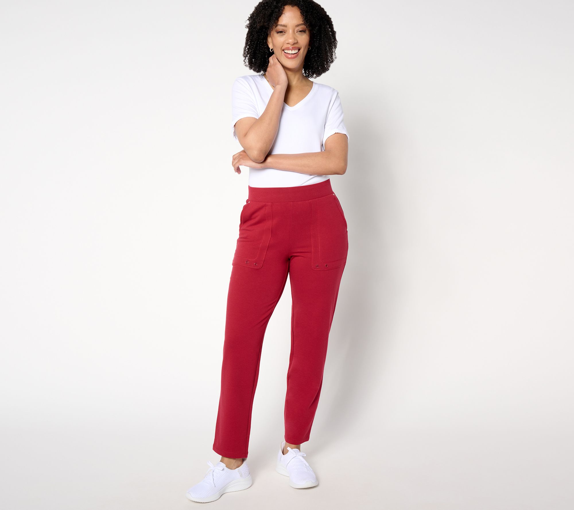 Sport Savvy Petite Ankle Length French Terry Pull-On Pant - QVC.com