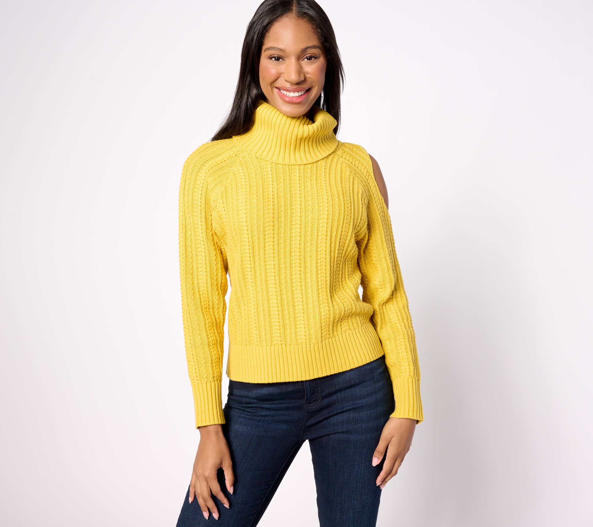 "As Is" Studio Park x Shawn Killinger Cold Shoulder Cable Knit Sweater