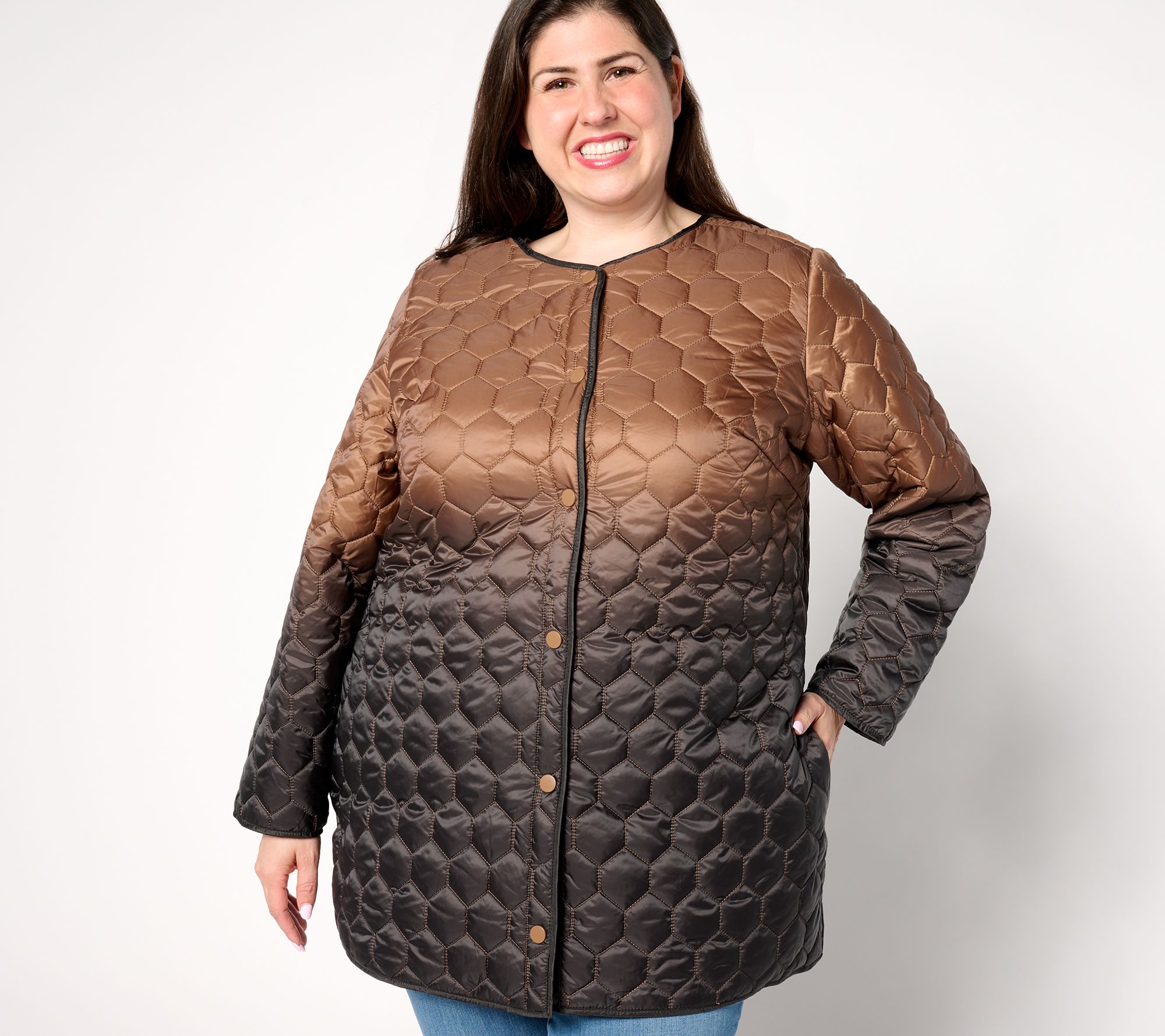 Susan Graver Ombre Padded Jacket with Snap Front