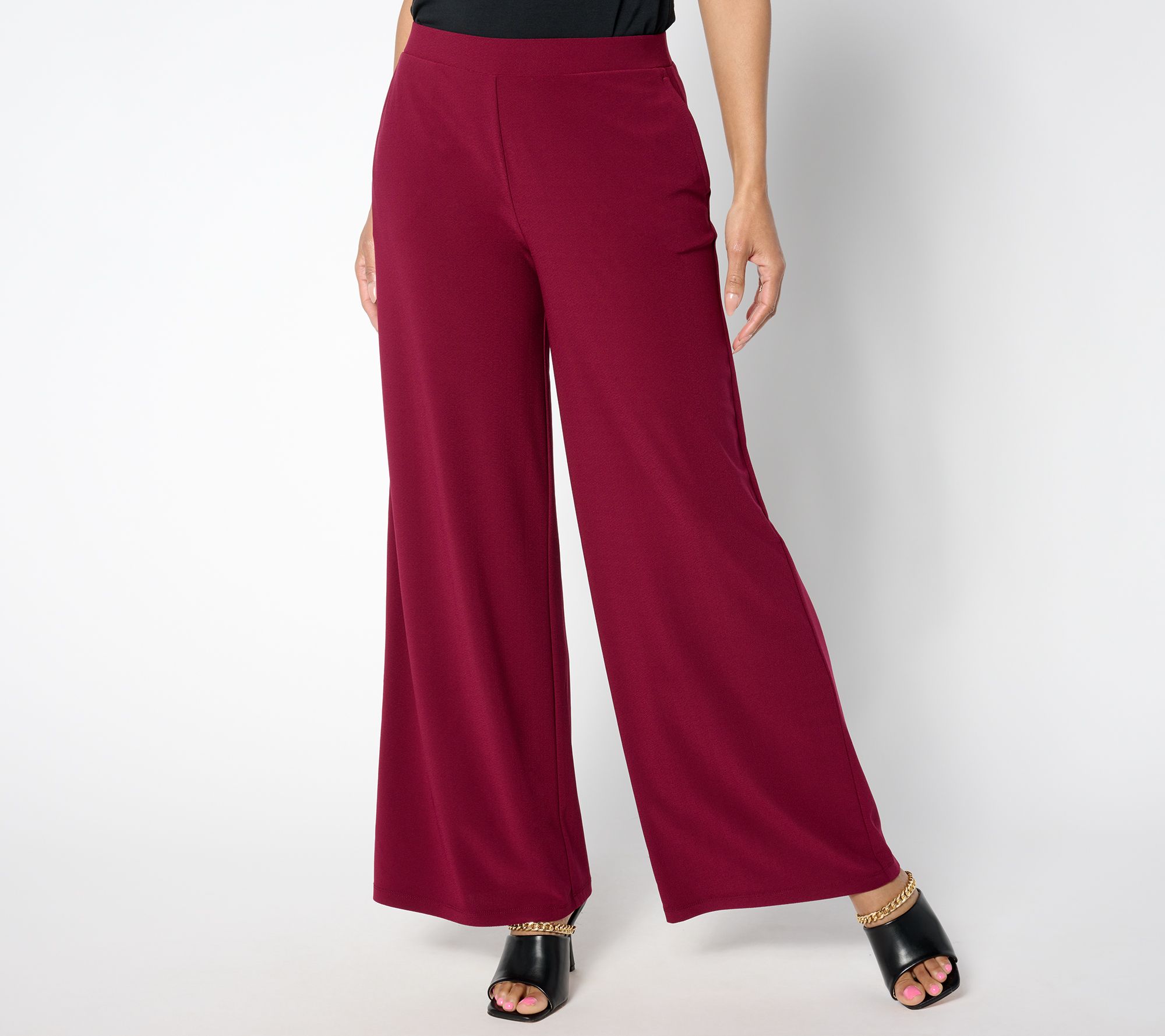 Susan Graver Every Day Textured Liquid Knit Wide Leg Pant