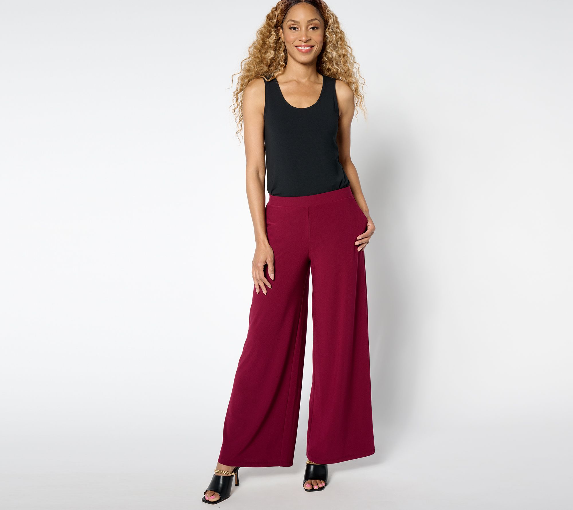 Susan Graver Every Day Textured Liquid Knit Wide Leg Pant