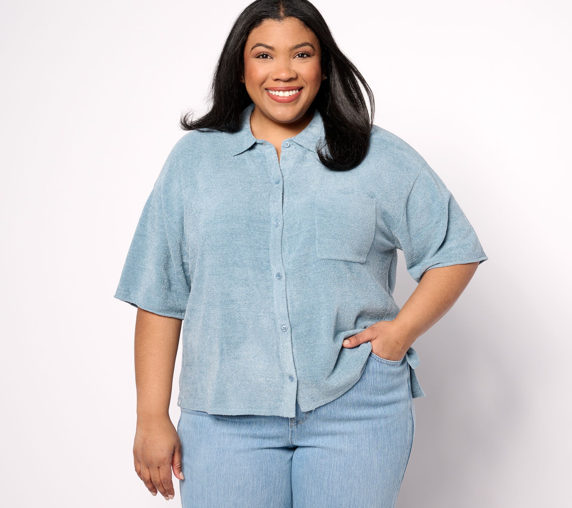 "As Is" Barefoot Dreams CozyChic Ultra Lite Short Sleeve Shirt