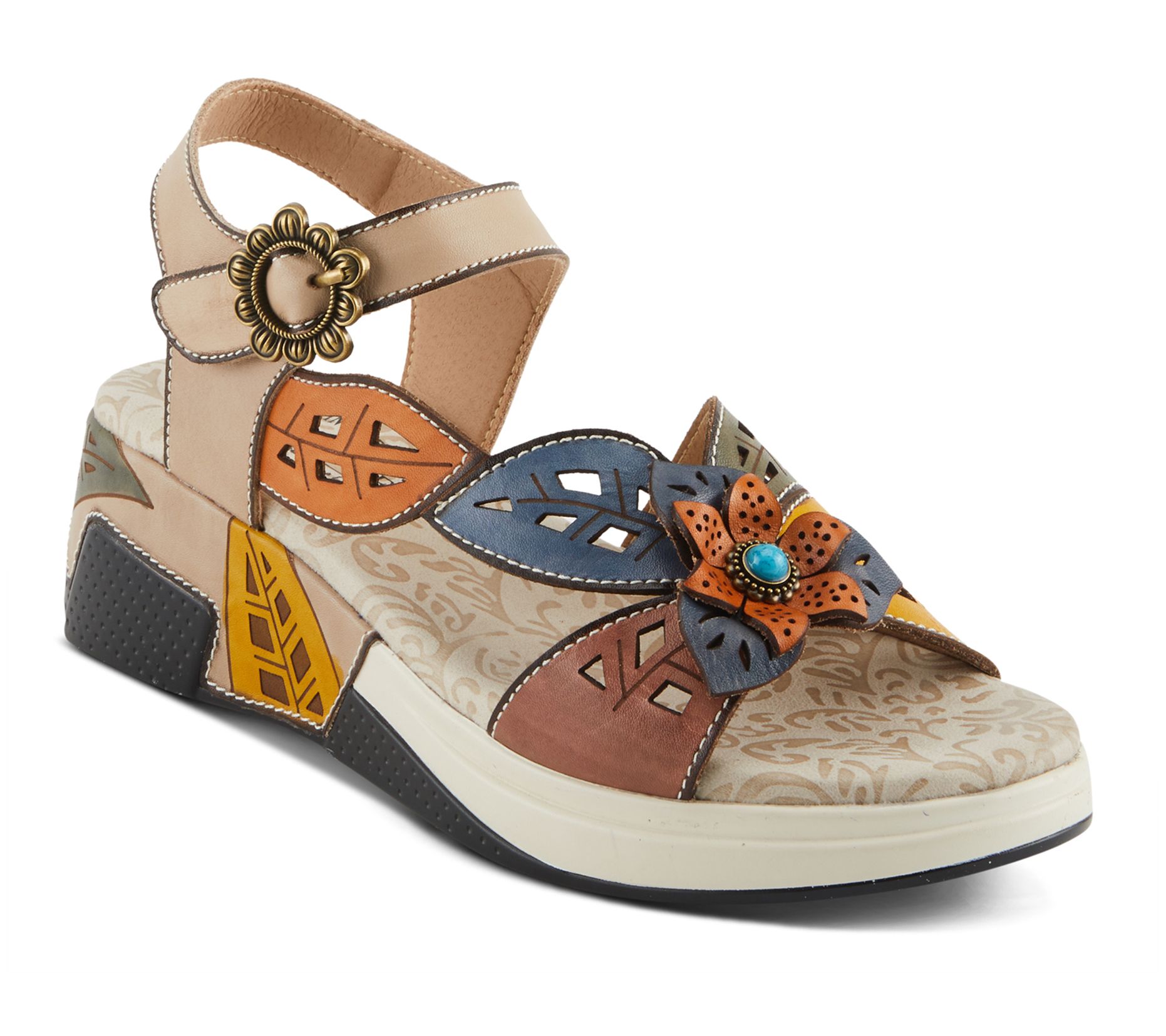 L'Artiste by Spring Step Leather Wedge Sandals- Alora