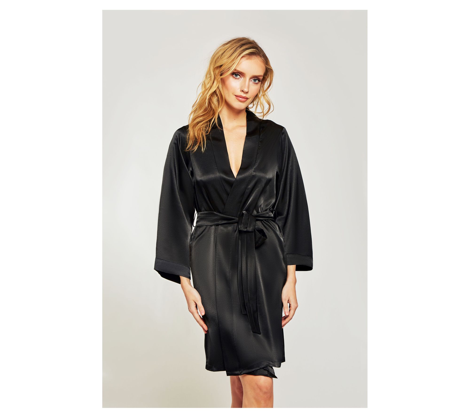 iCollection Soft Satin Black Robe