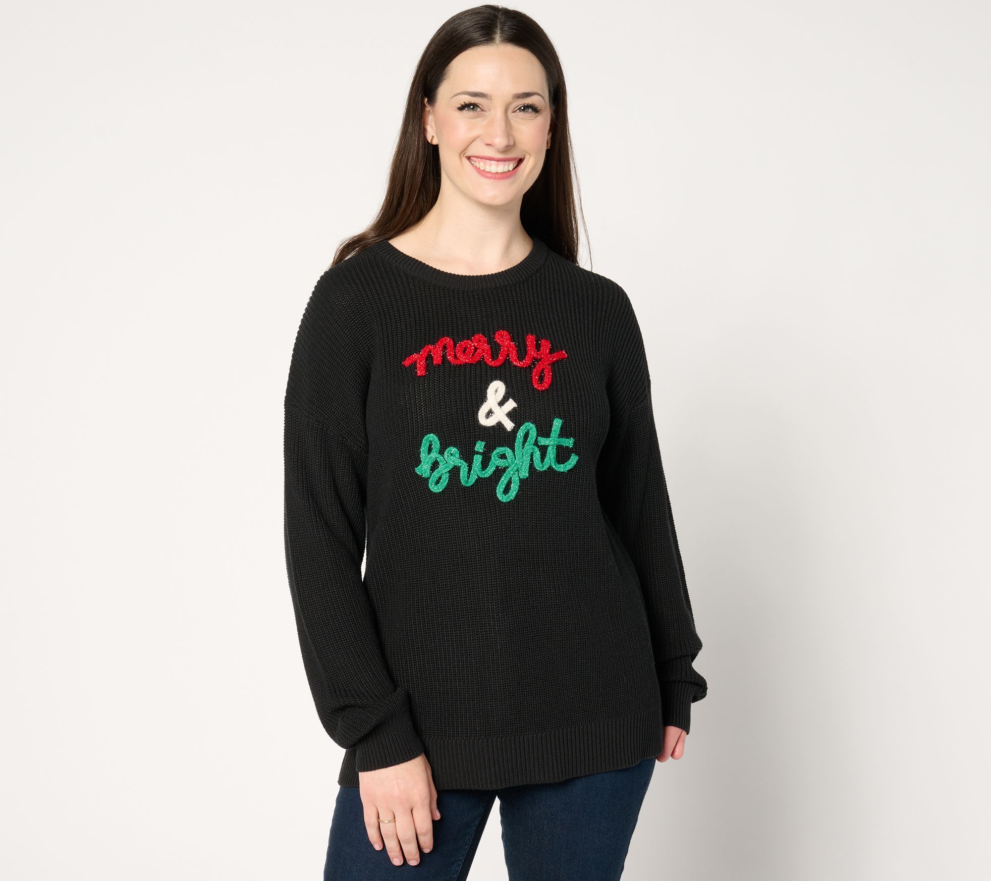 Jingle Belles by Kim Gravel Merry Messages Shaker Knit Sweater