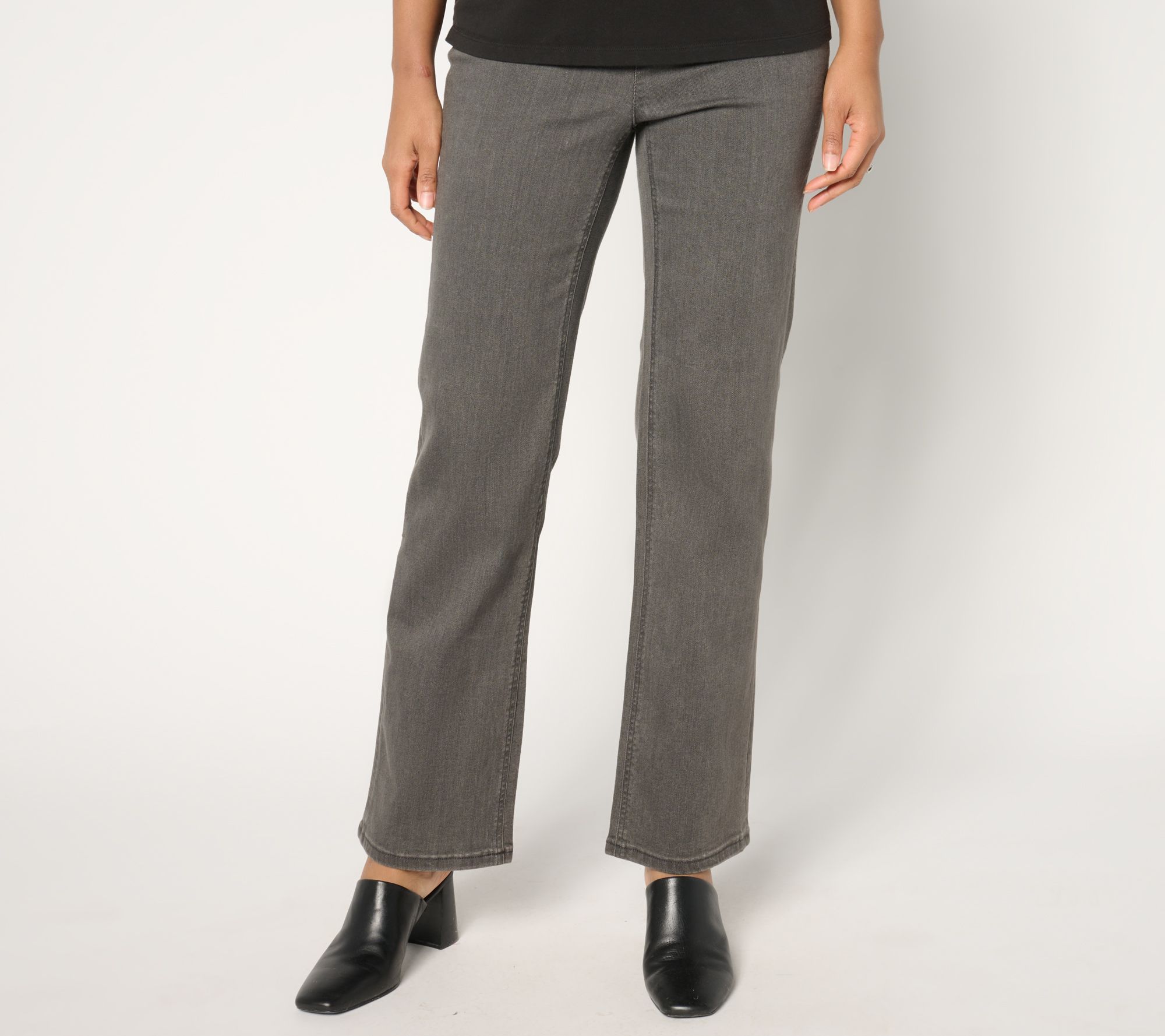 Denim & Co. Petite Black Signature Perfect Flex Strght Leg Jean