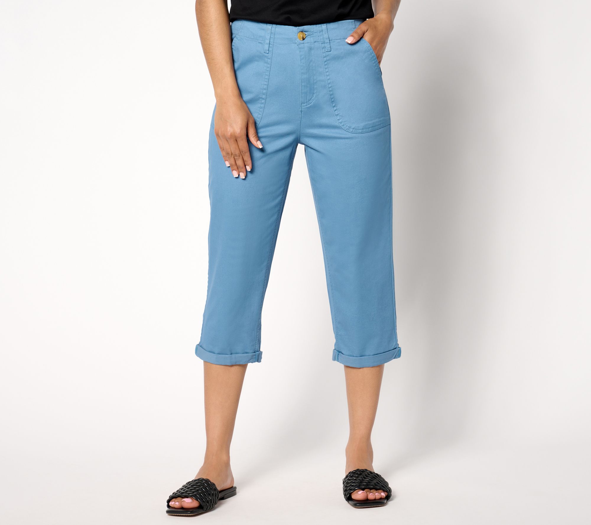 "As Is" Denim & Co. Regular EasyWear Twill Tapered Leg Capri