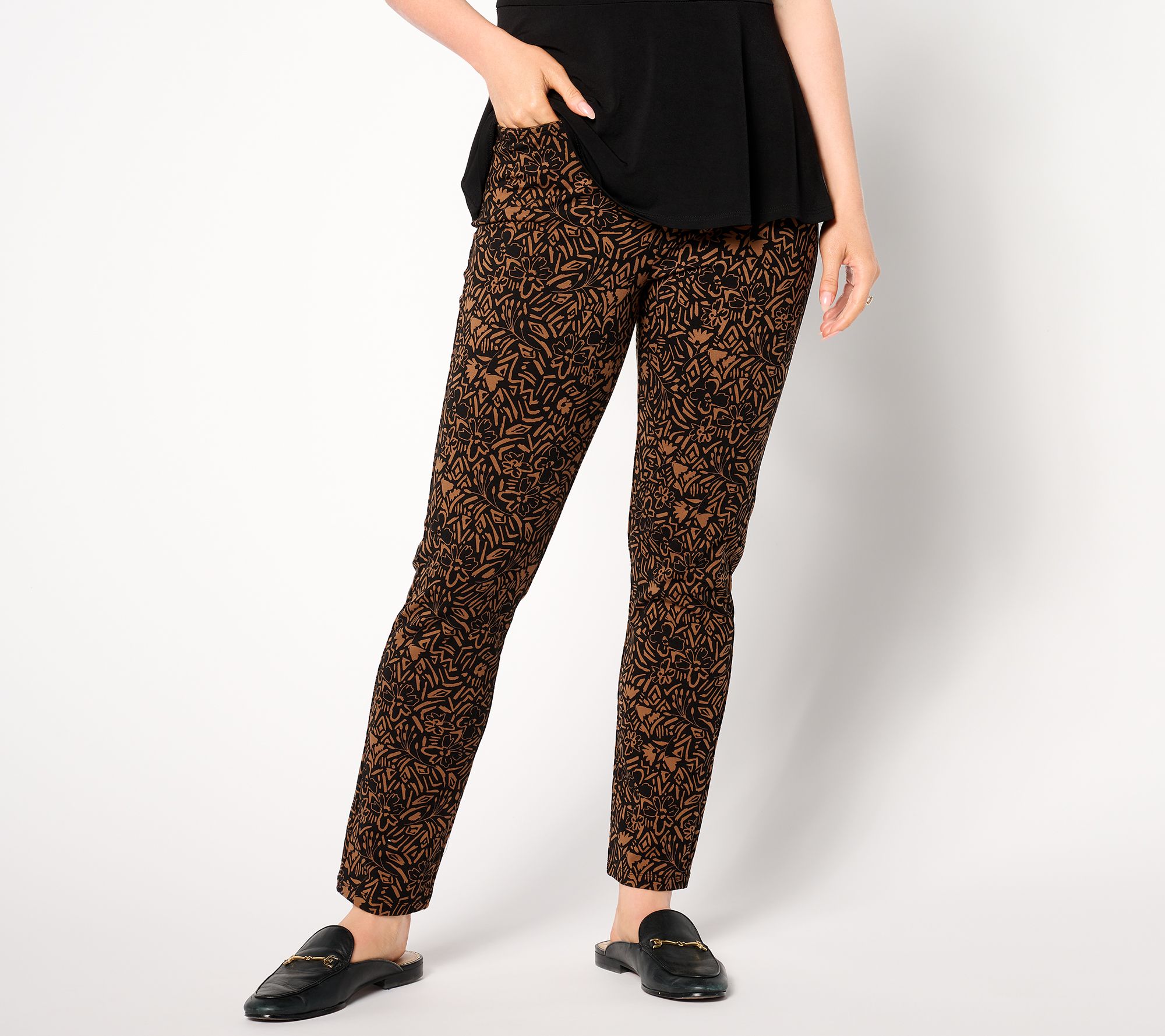"As Is" Susan Graver Regular Weekend Printed Premium Stretch Ava Ankle Pant