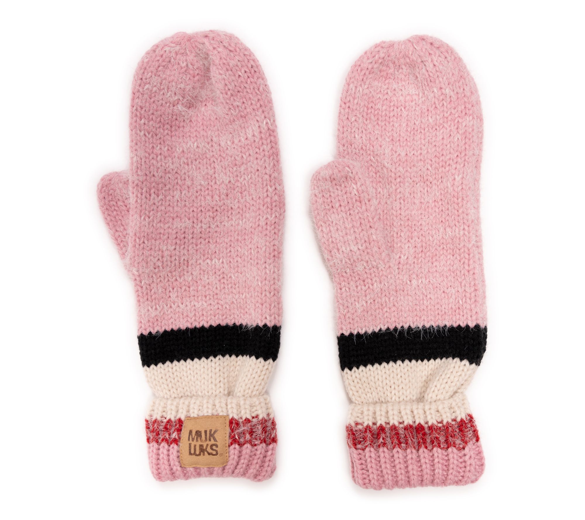 MUK LUKS Women's Eyelash Knit Ribbed Cuff Mittens