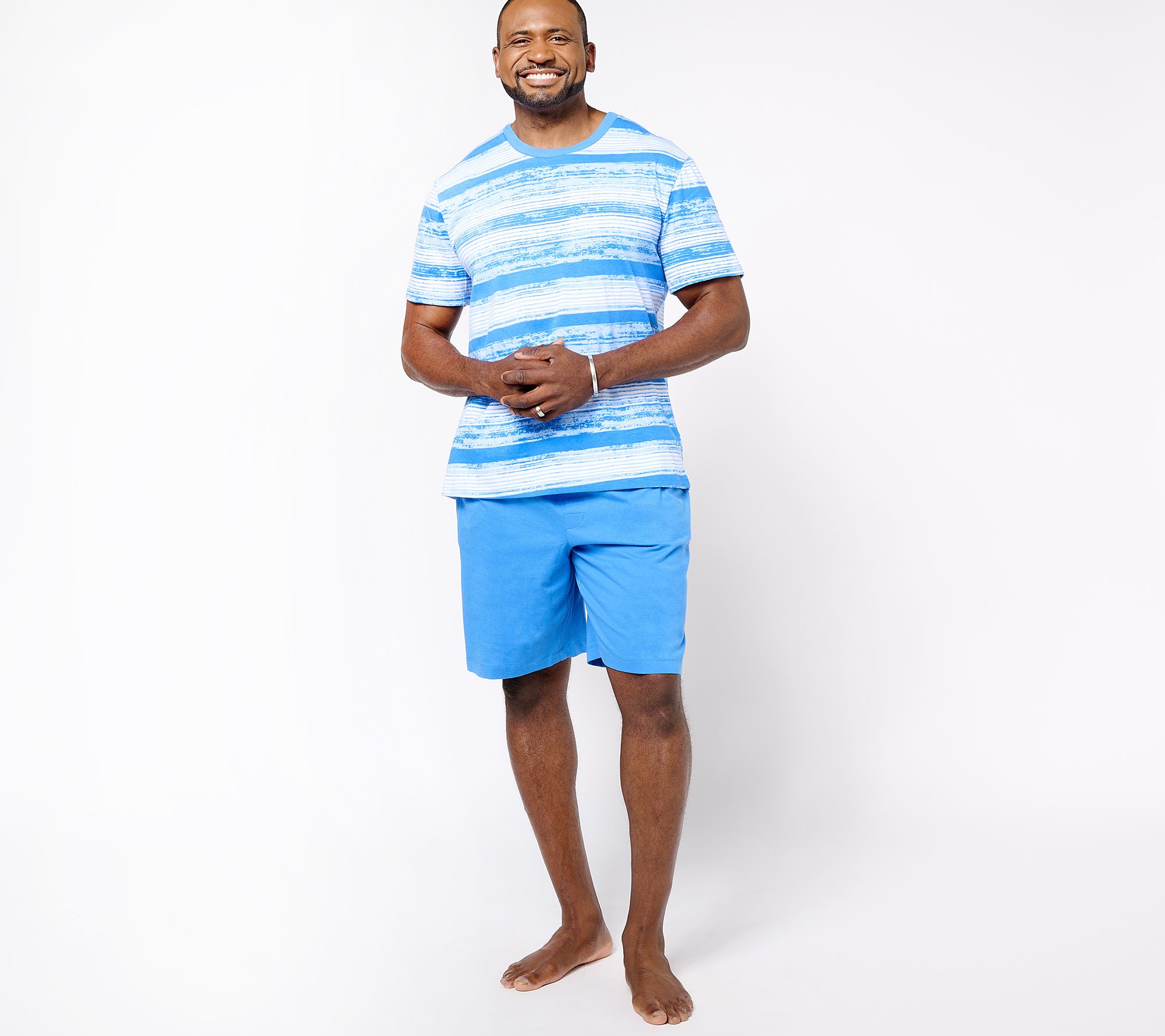 "As Is" Stan Herman Men's Cotton Tee and Shorts Sleep Set