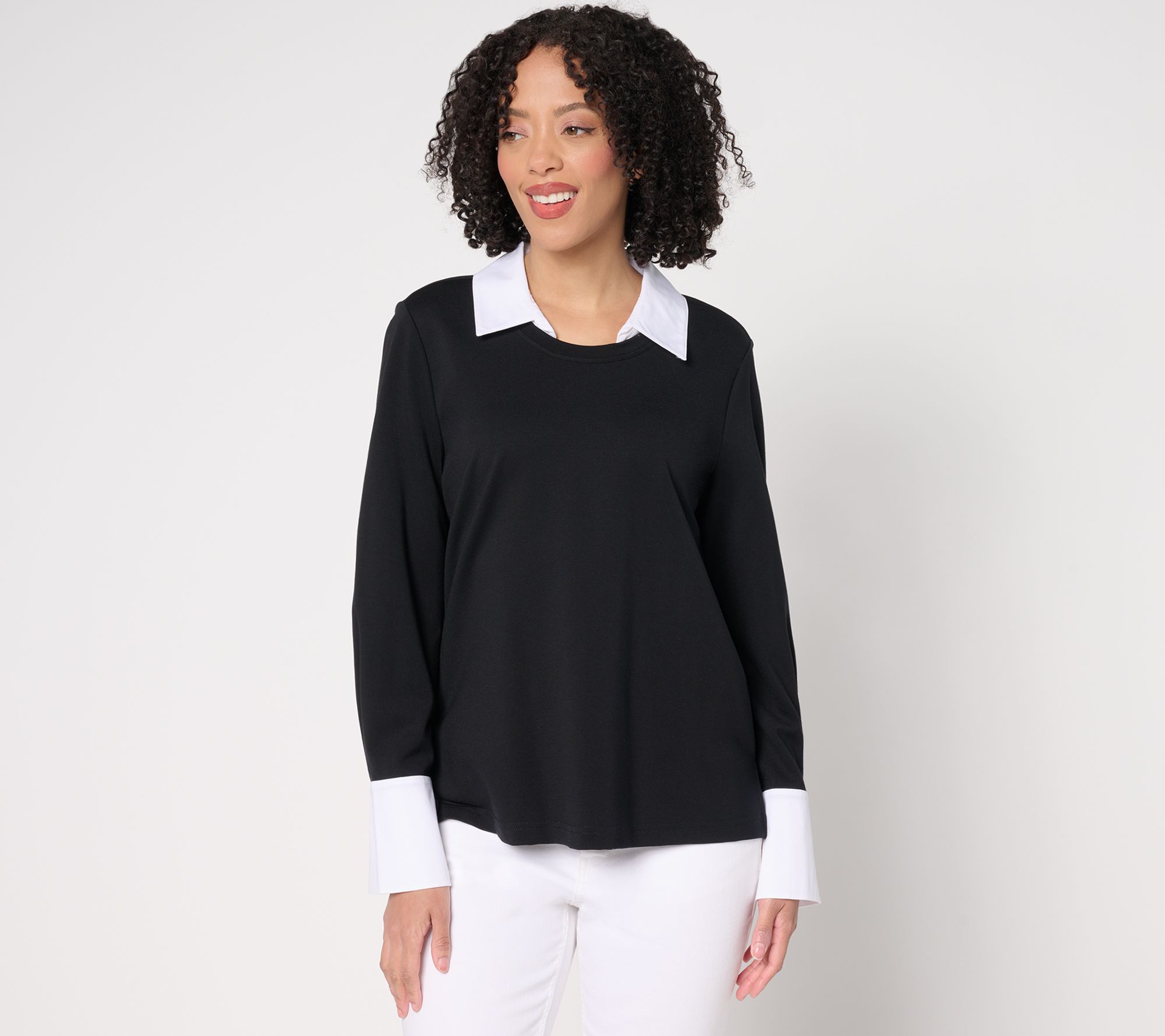 Isaac Mizrahi Live! Sublime Stretch Ponte Twofer Top