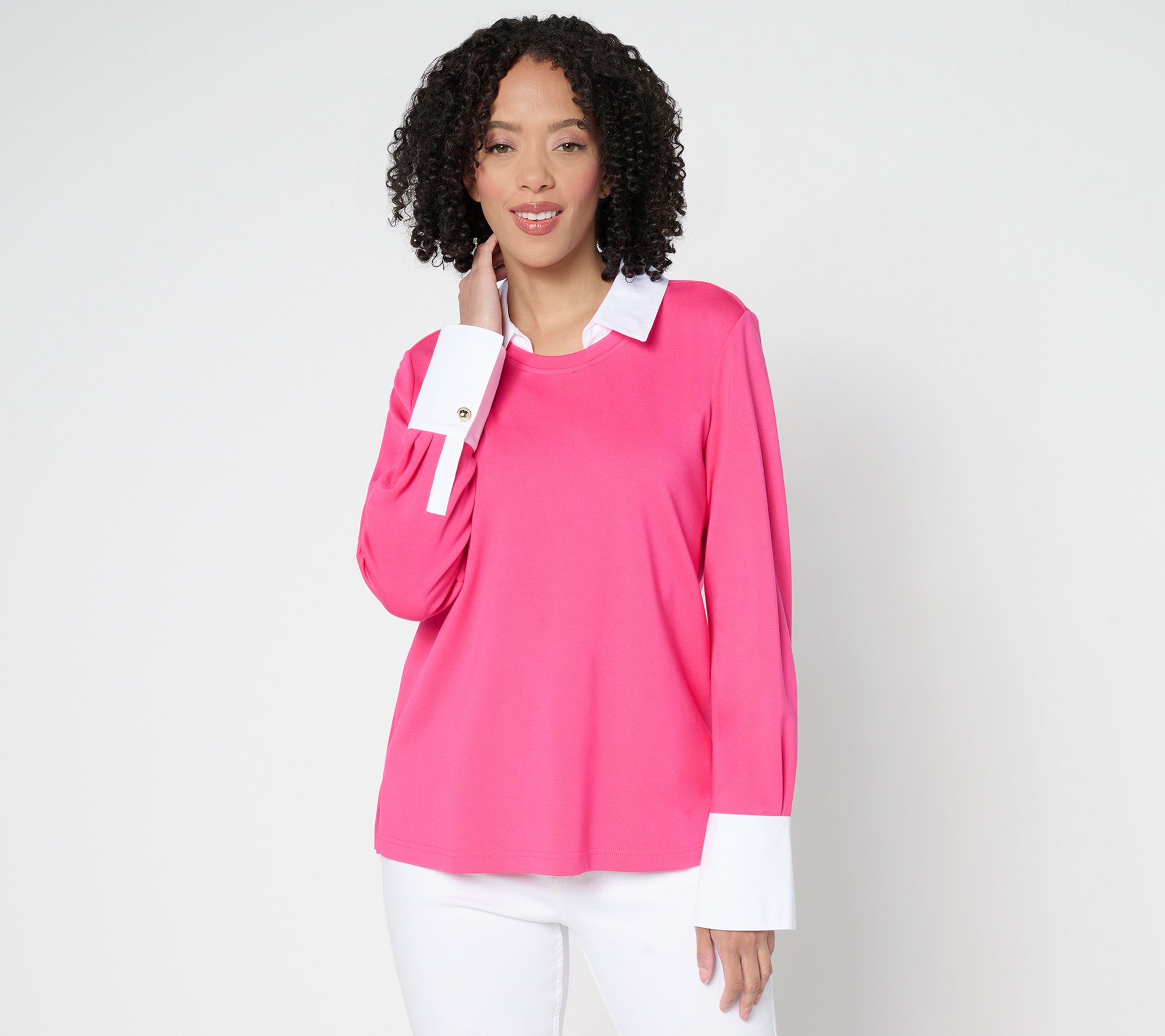 Isaac Mizrahi Live! Sublime Stretch Ponte Twofer Top