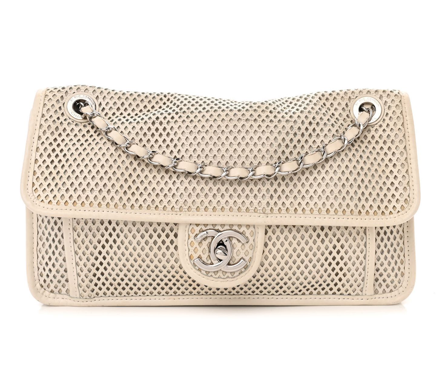 Pre-Owned Chanel Perforated Up In The Air Flap White