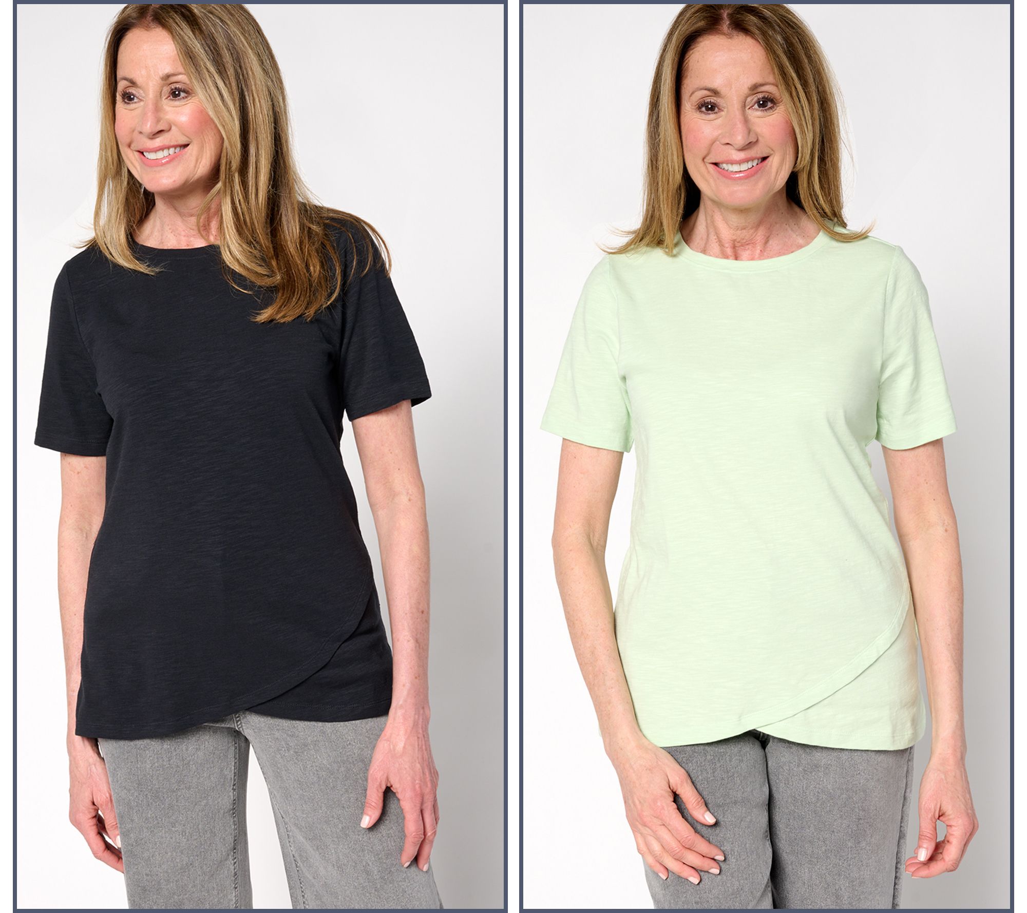 Denim & Co. Essentials 2-Pack Textured Knit Tulip Hem Tops