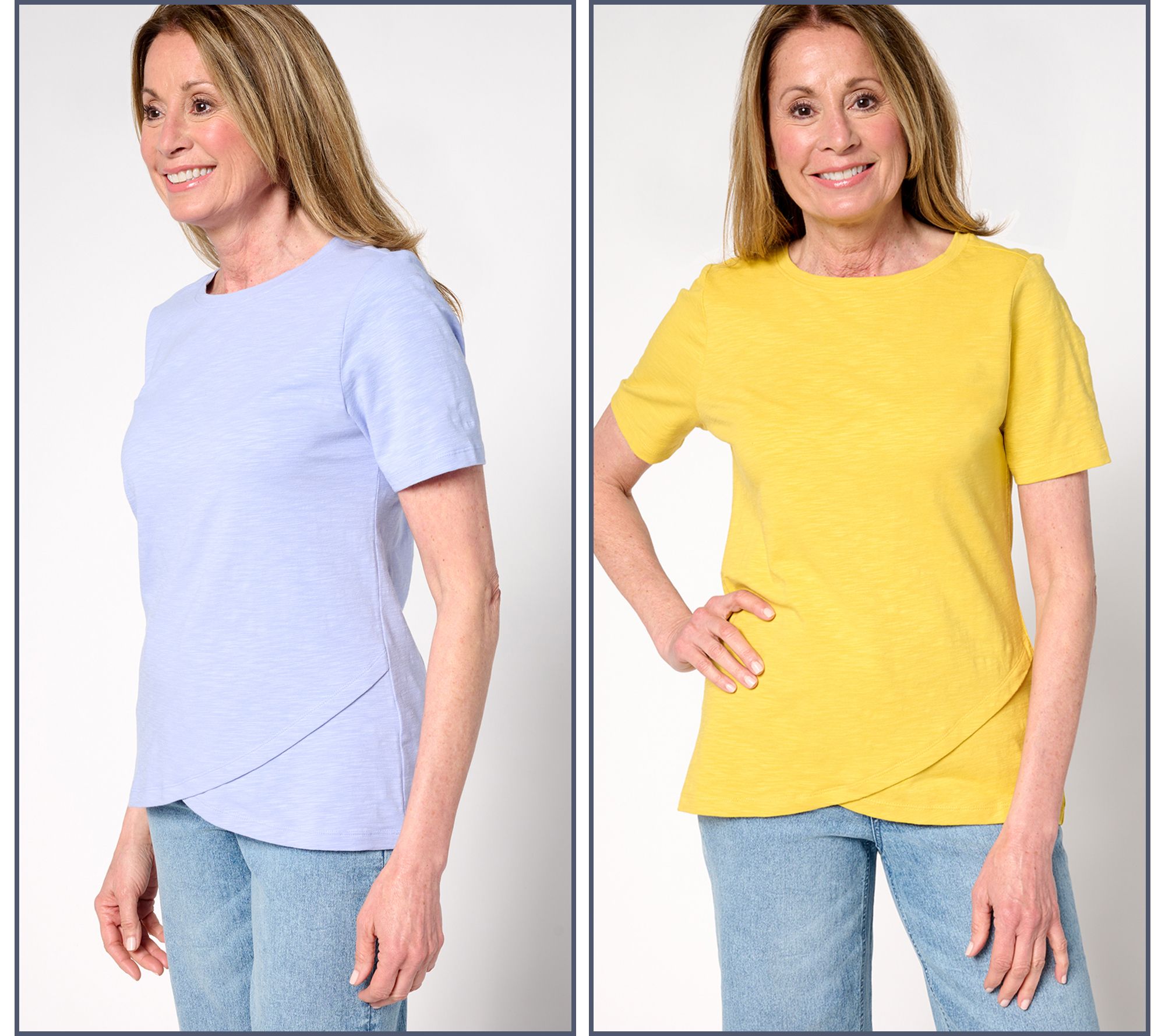 Denim & Co. Essentials 2-Pack Textured Knit Tulip Hem Tops