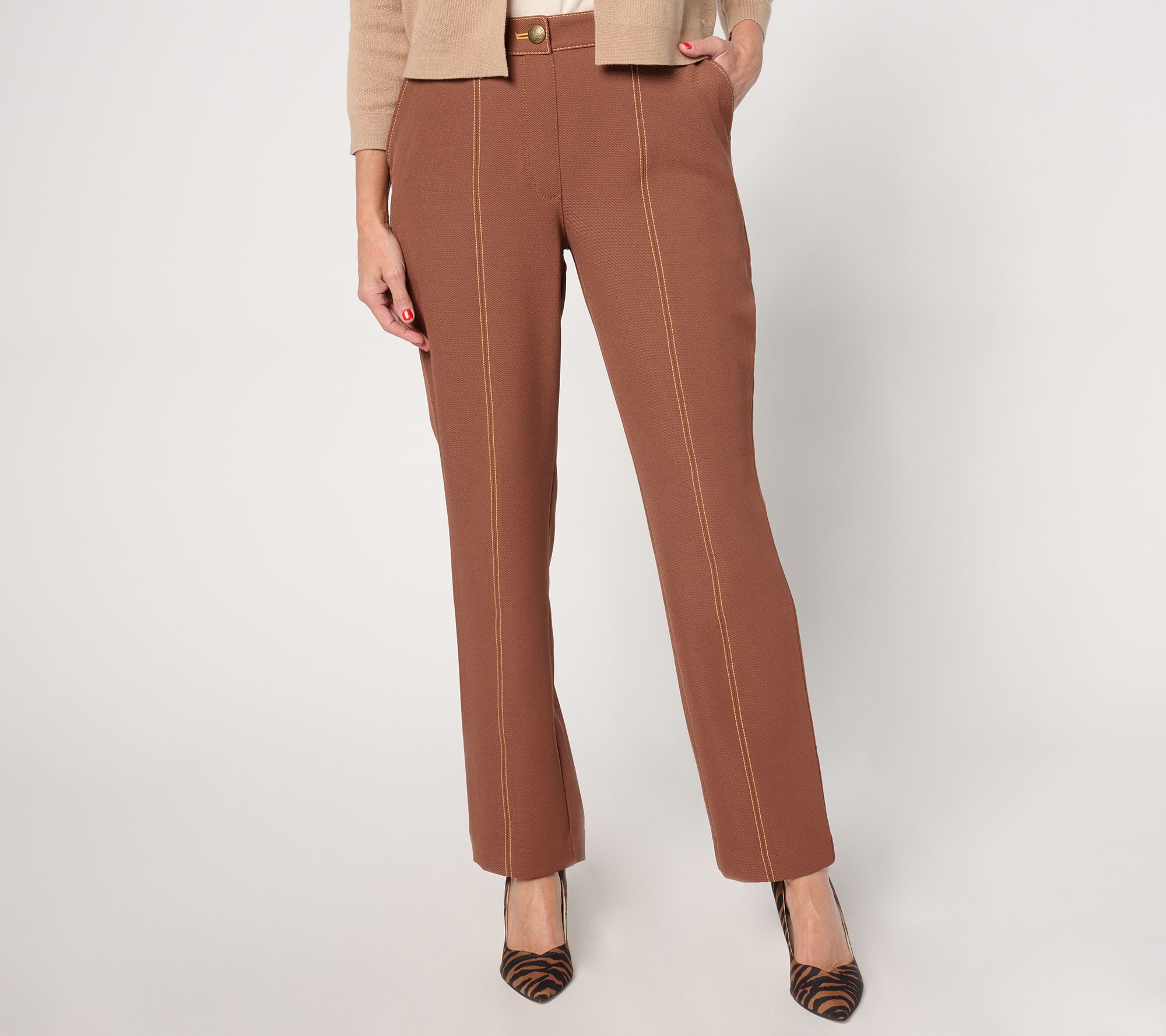 "As Is" Isaac Mizrahi Live! Regular Estate Twill Straight Leg Pants