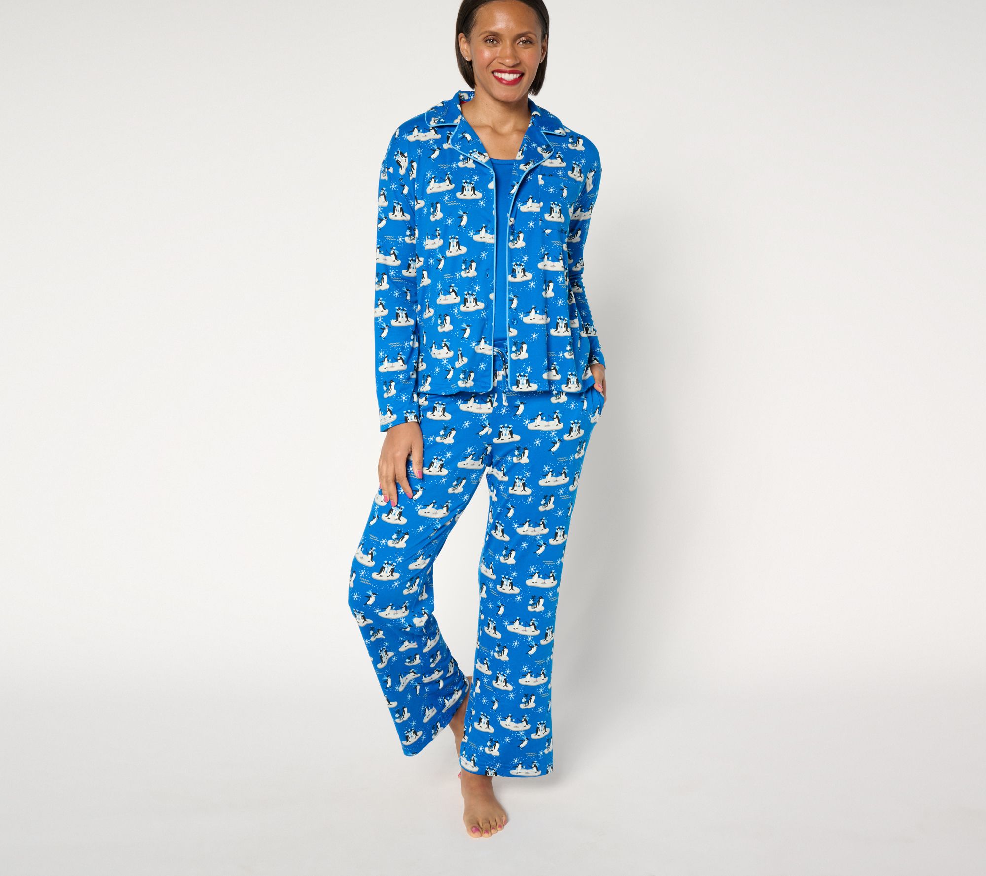 "As Is" MUK LUKS Tall Dream Cloud Notch Collar Pajama Set