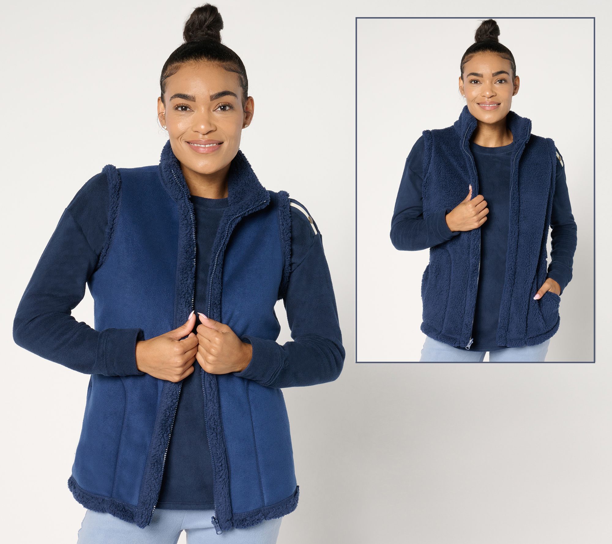 "As Is" Cuddl Duds Bonded Fleece with Sherpa Reversible Vest