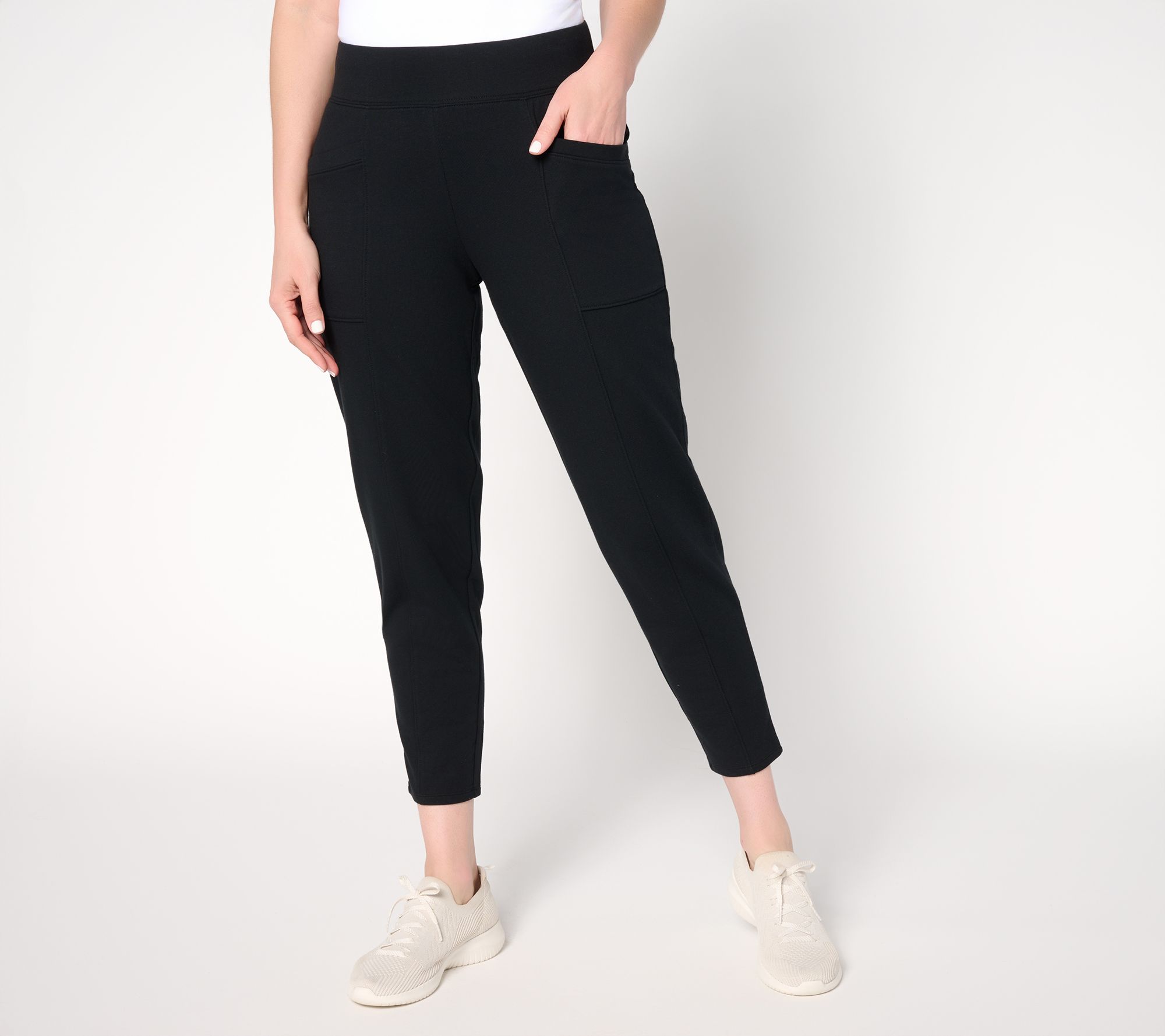 Denim & Co. Active Regular French Terry Ankle Pant with Seaming