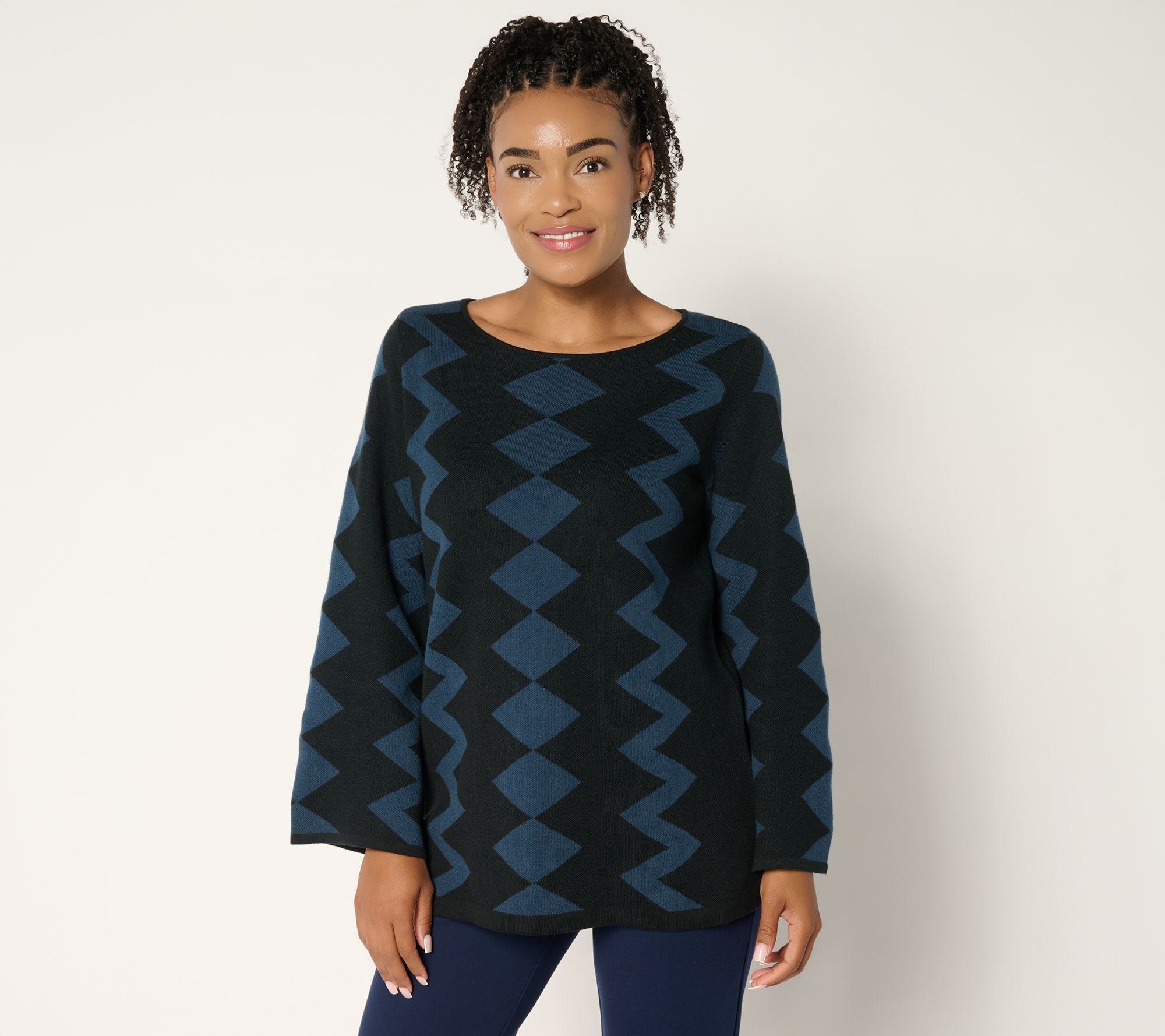 Brandis Dress Out Loud Zig Zag Boat Neck Sweater