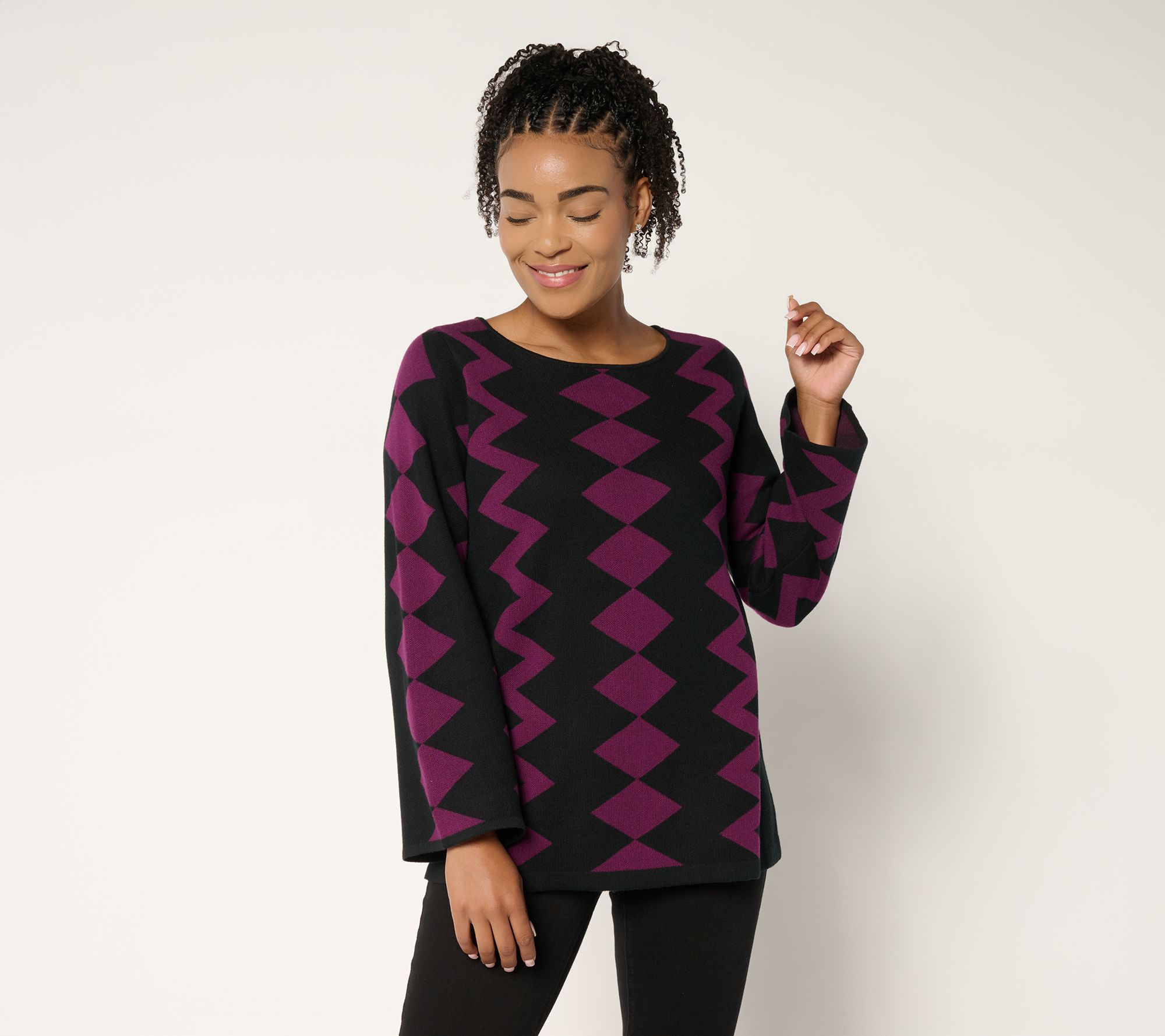 Brandis Dress Out Loud Zig Zag Boat Neck Sweater