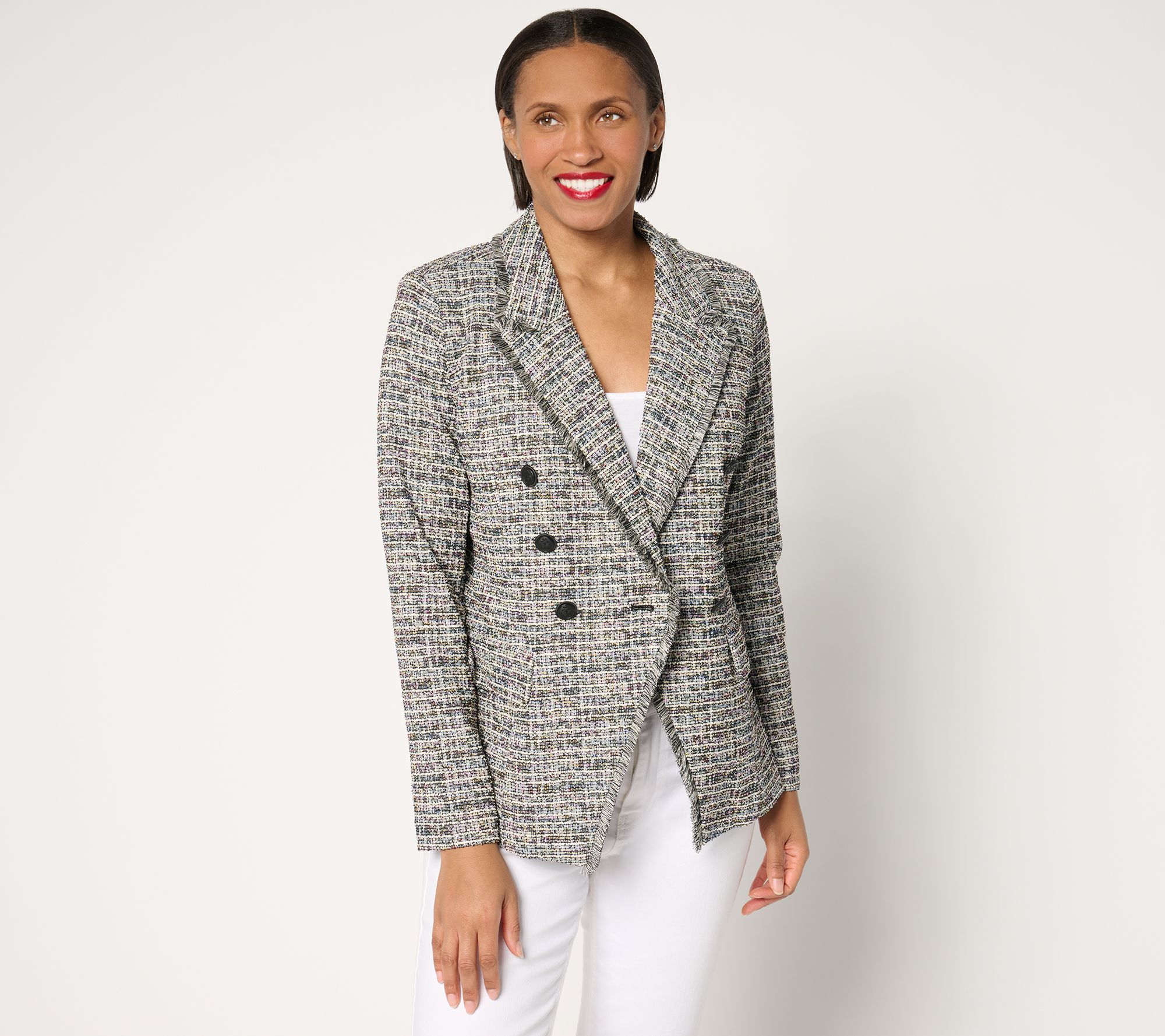 "As Is" Belle by Kim Gravvel Class & Sass Spring Tweed Stretch Blazer