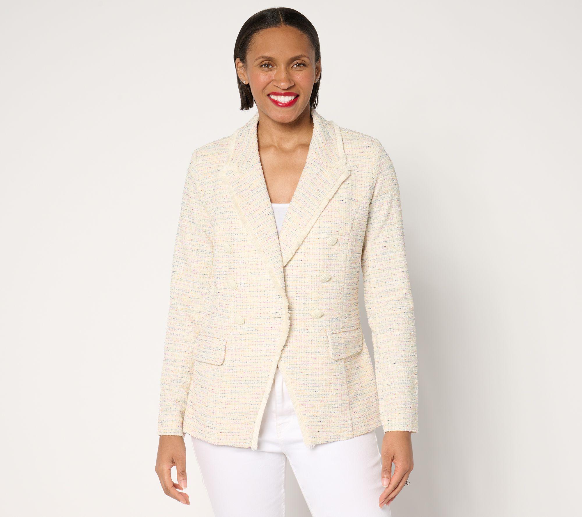 "As Is" Belle by Kim Gravvel Class & Sass Spring Tweed Stretch Blazer