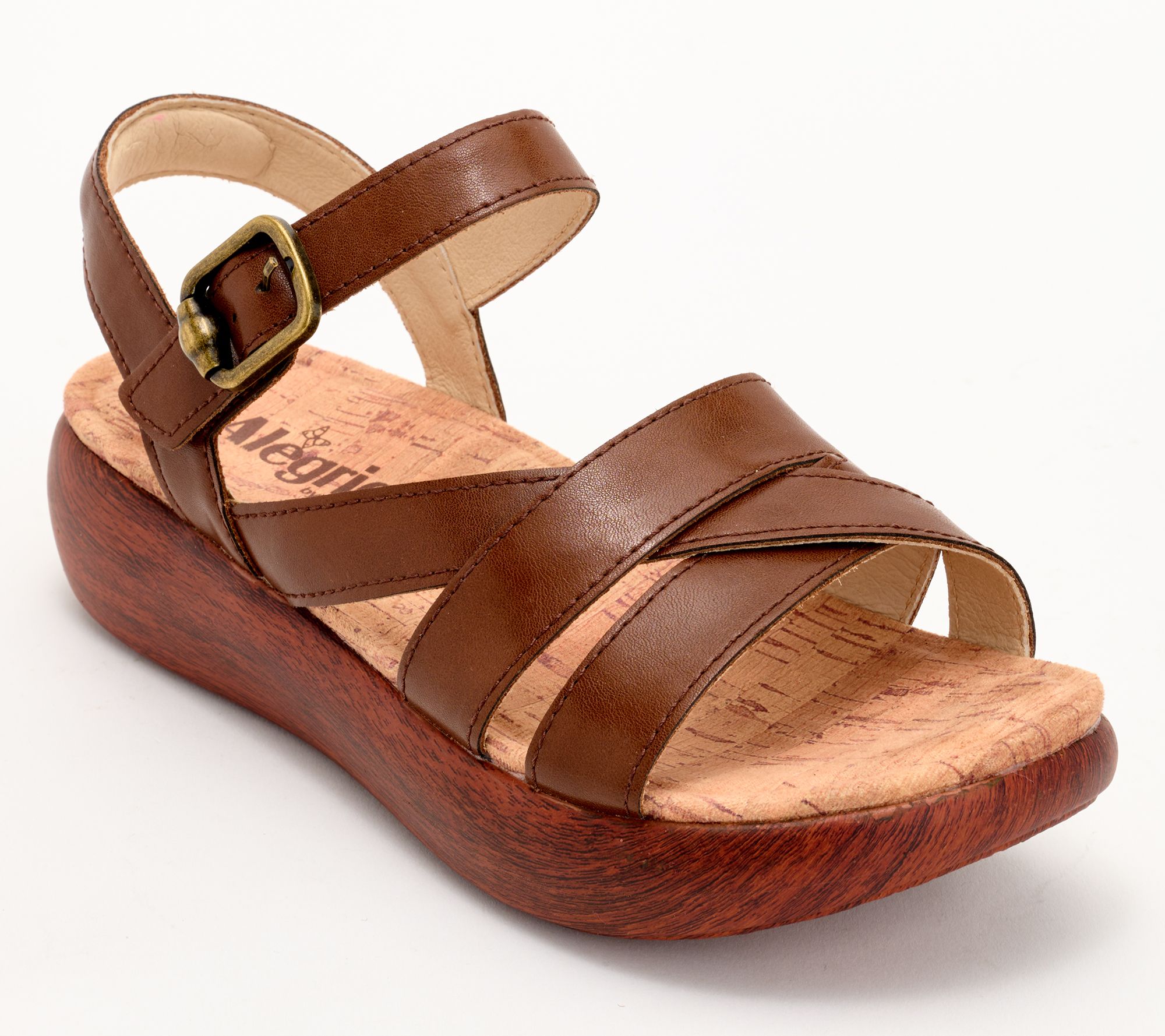 "As Is" Alegria Leather Adjustable Sandals- Bianca