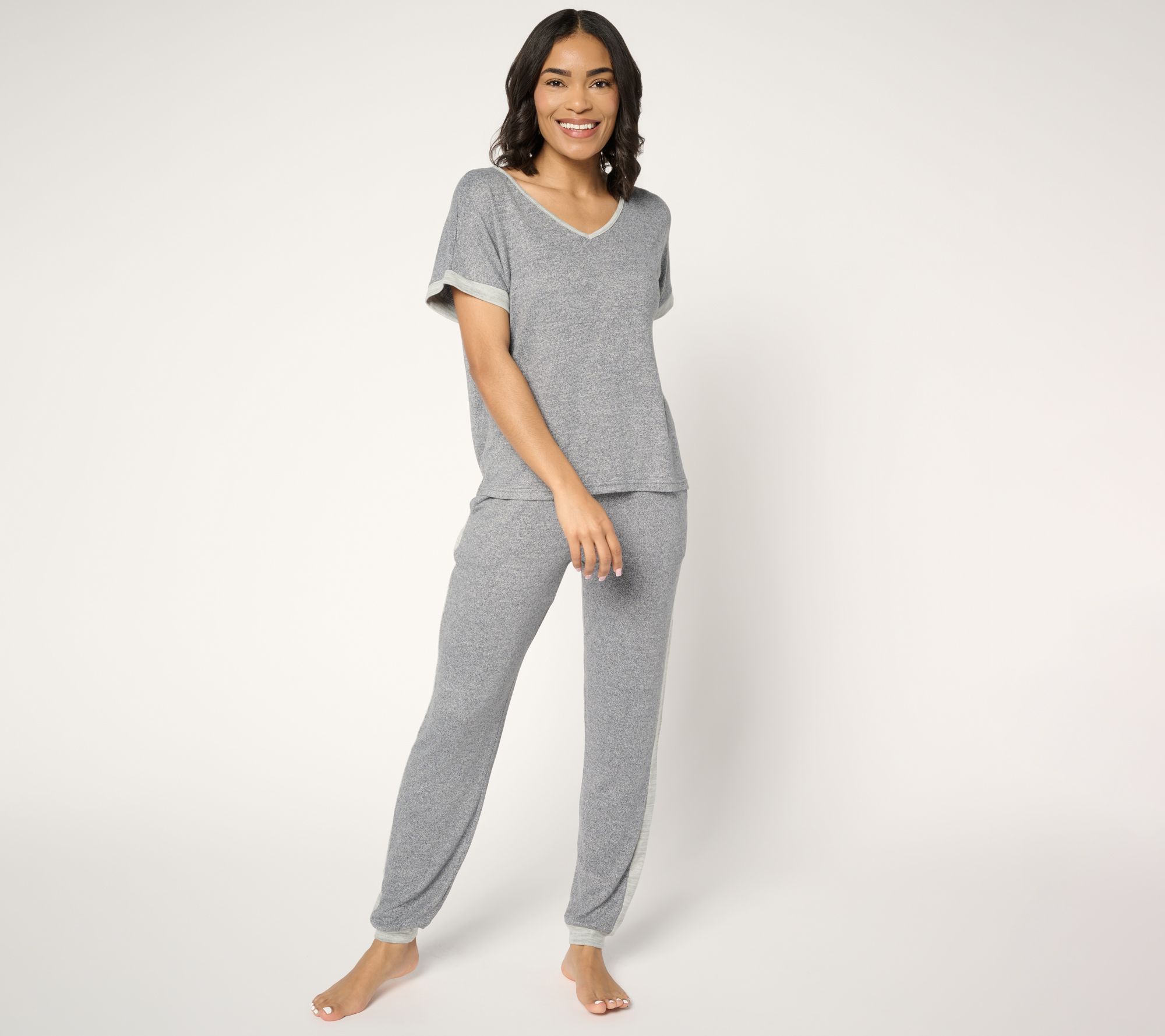 "As Is" MUK LUKS Sweater Knit Short Sleeve and Jogger PJ Set