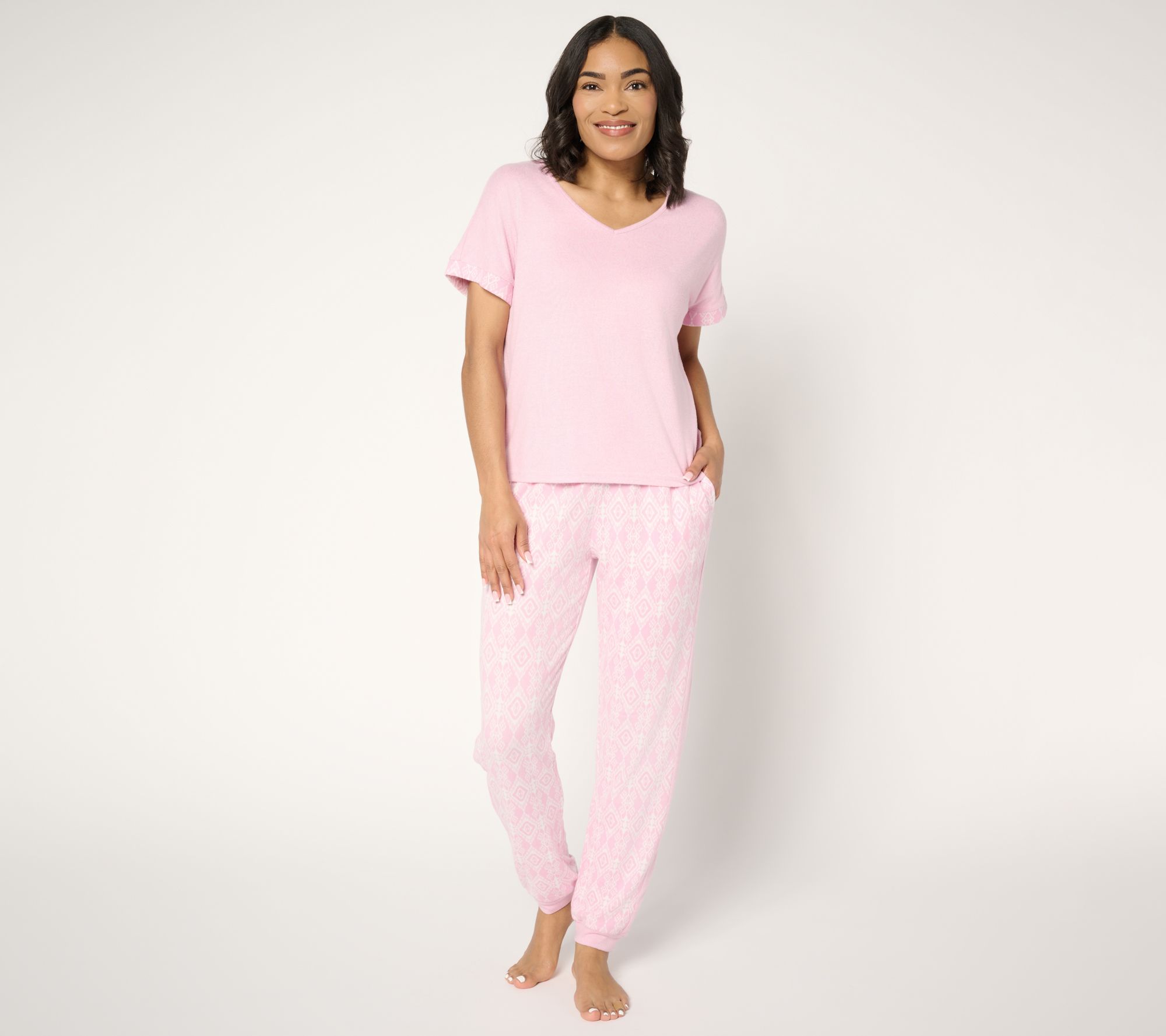 "As Is" MUK LUKS Sweater Knit Short Sleeve and Jogger PJ Set