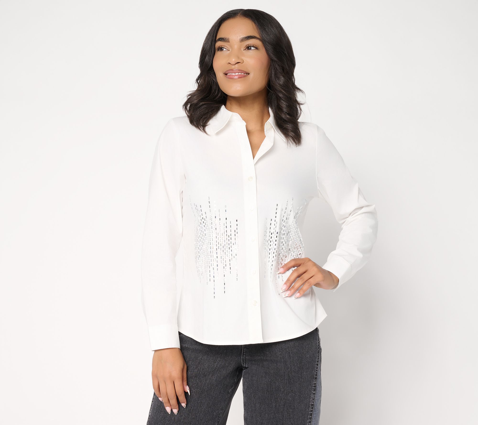  Attitudes by Renee Embellished Rhinestone Top