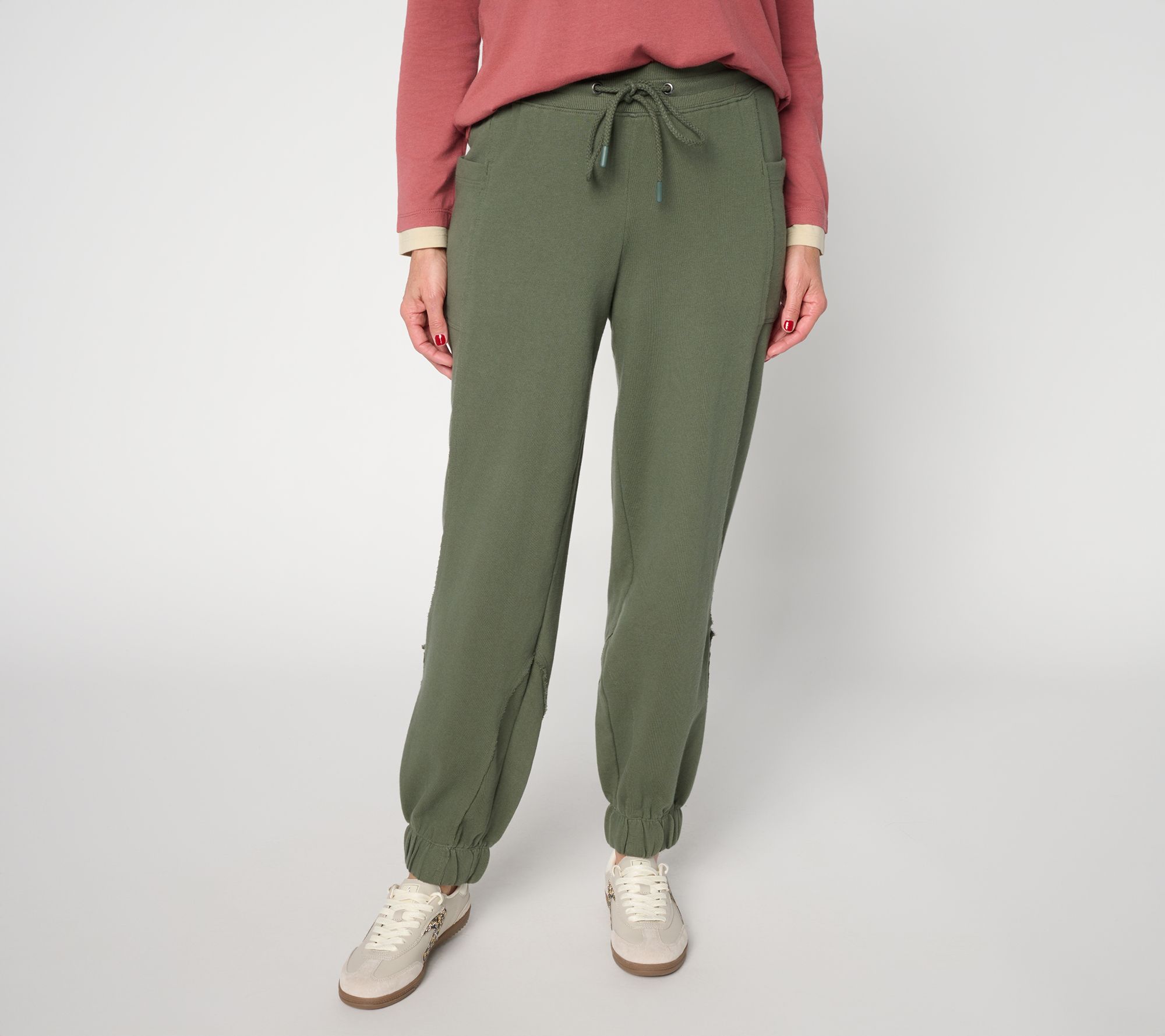 LOGO by Lori Goldstein Regular Seamed Full Length Joggers