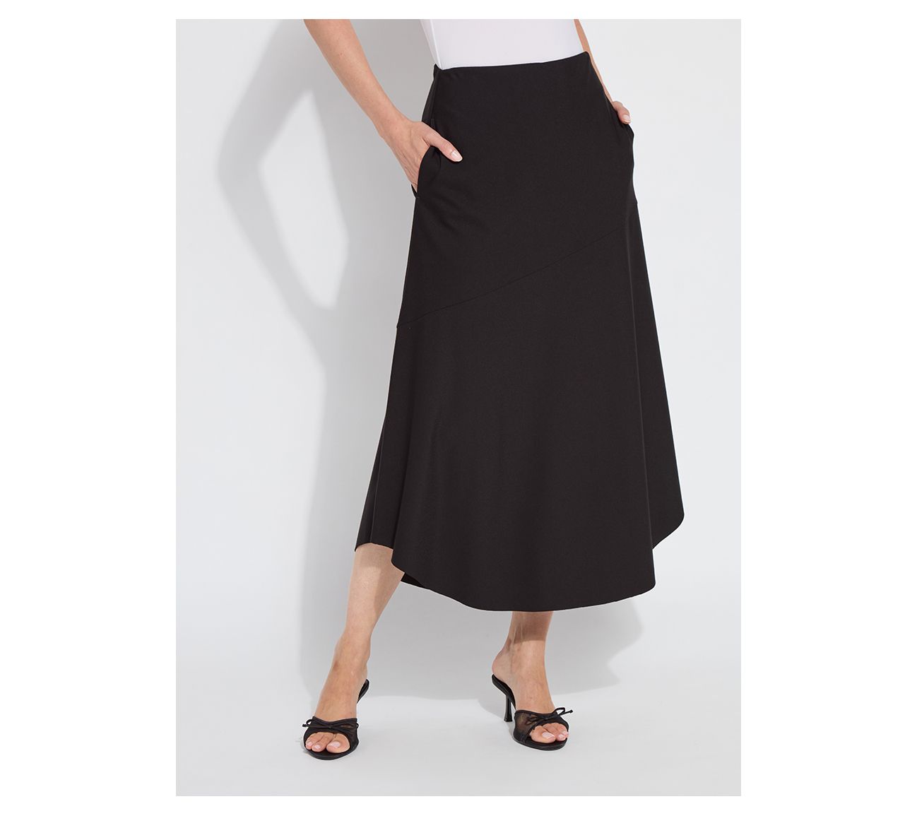 Lysse New York Drapey Ponte A-Line Midi Skirt