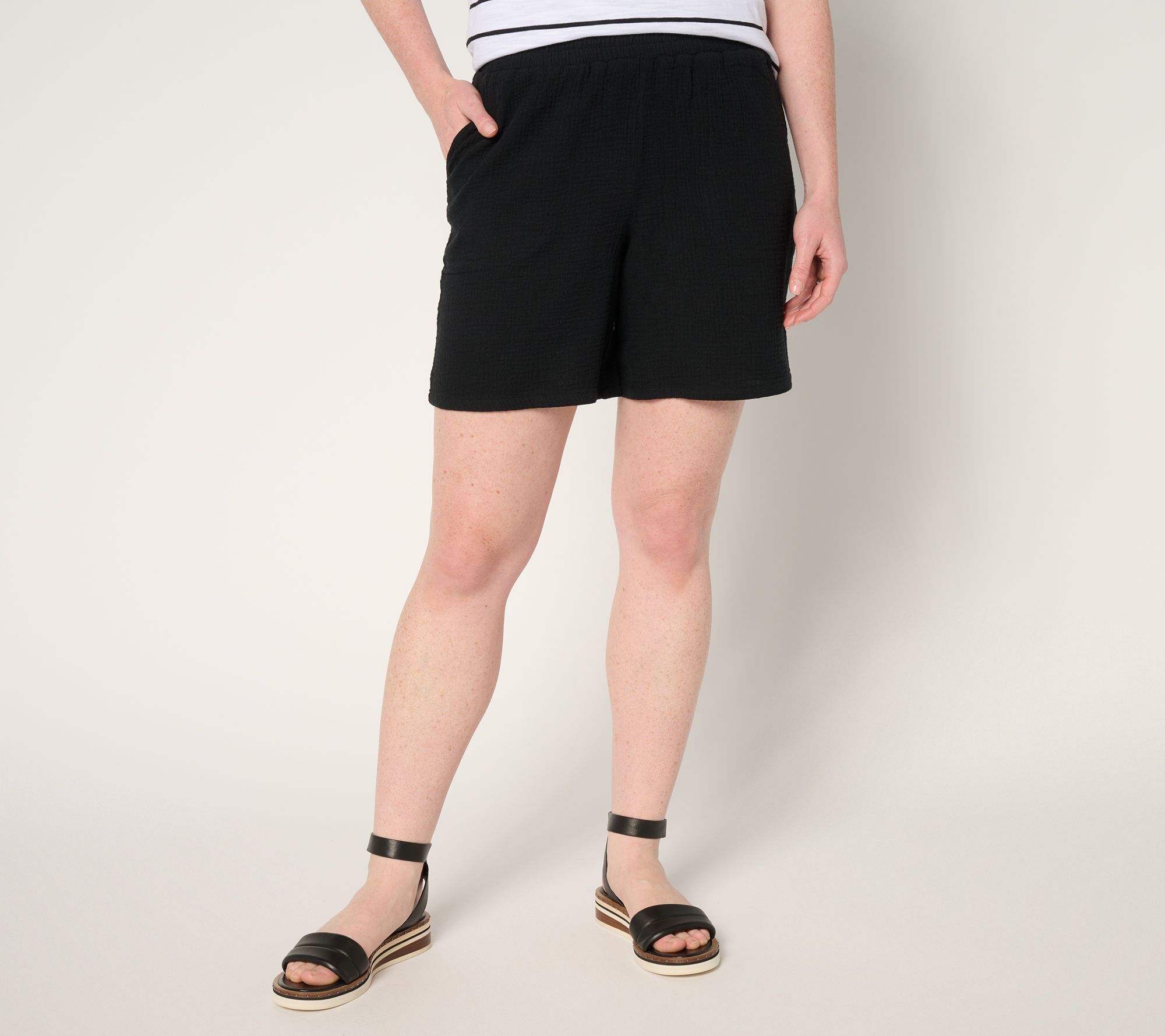 "As Is" Belle Beach by Kim Gravel 100% Cotton Gauze 7" Shorts